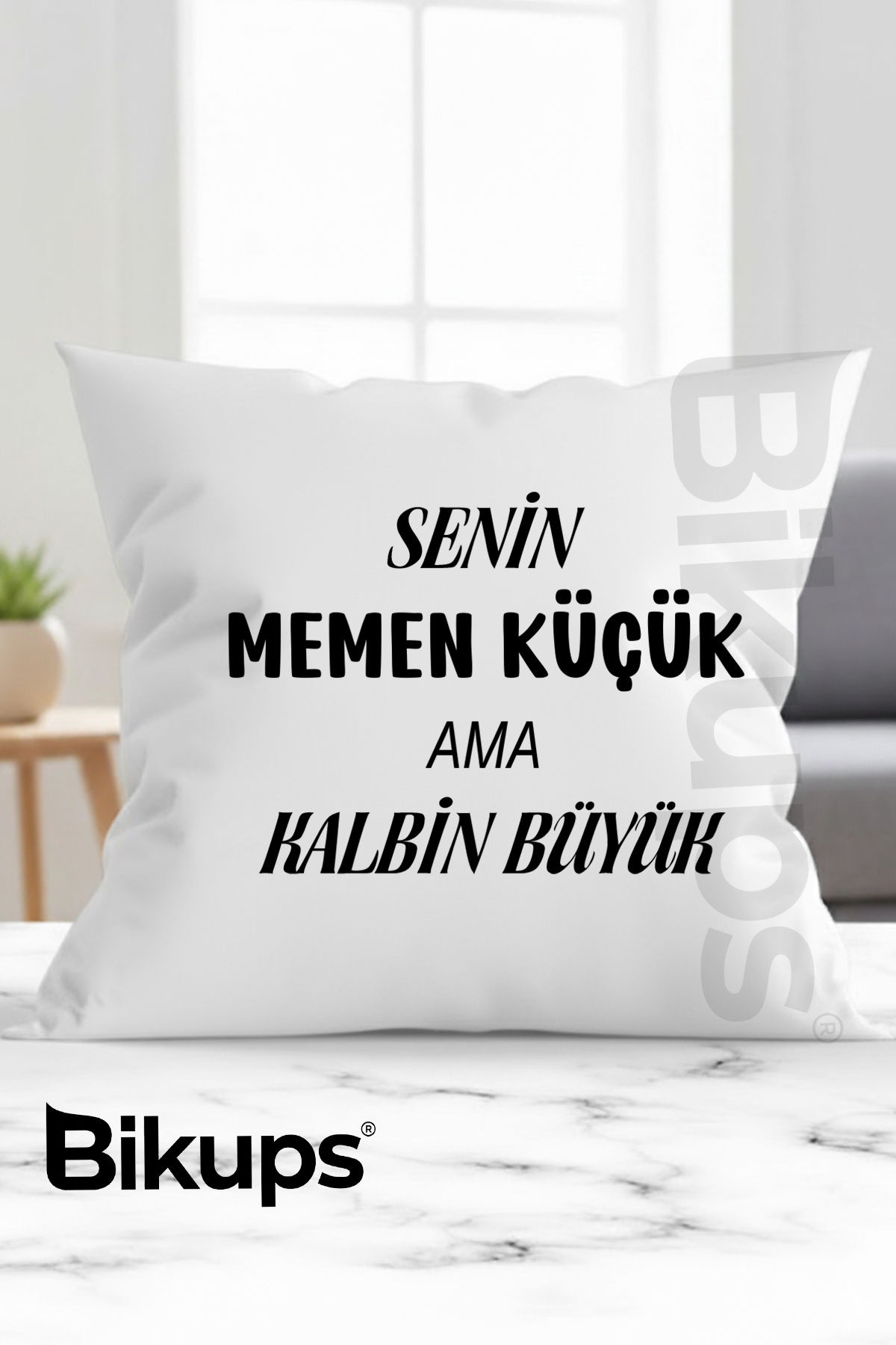 Senin memen küçük ama kalbin büyük baskılı yastık 28x28