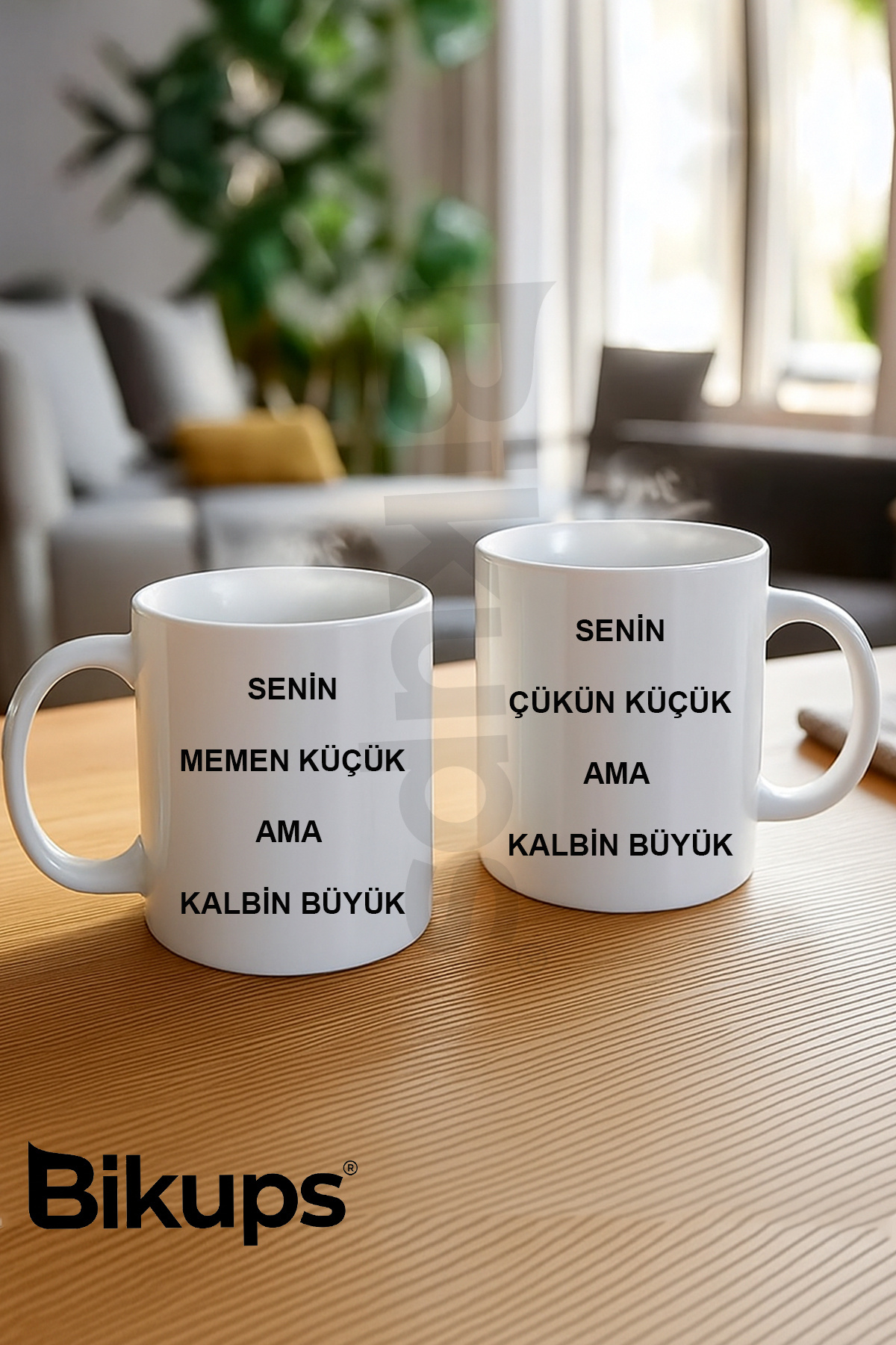 senin memen - çükün küçük ama kalbin büyük baskılı kupa 2li kupa seti