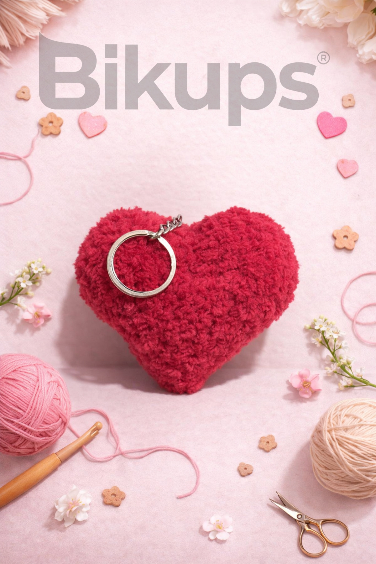 Amigurumi Örgü Kırmızı Kalp Anahtarlık