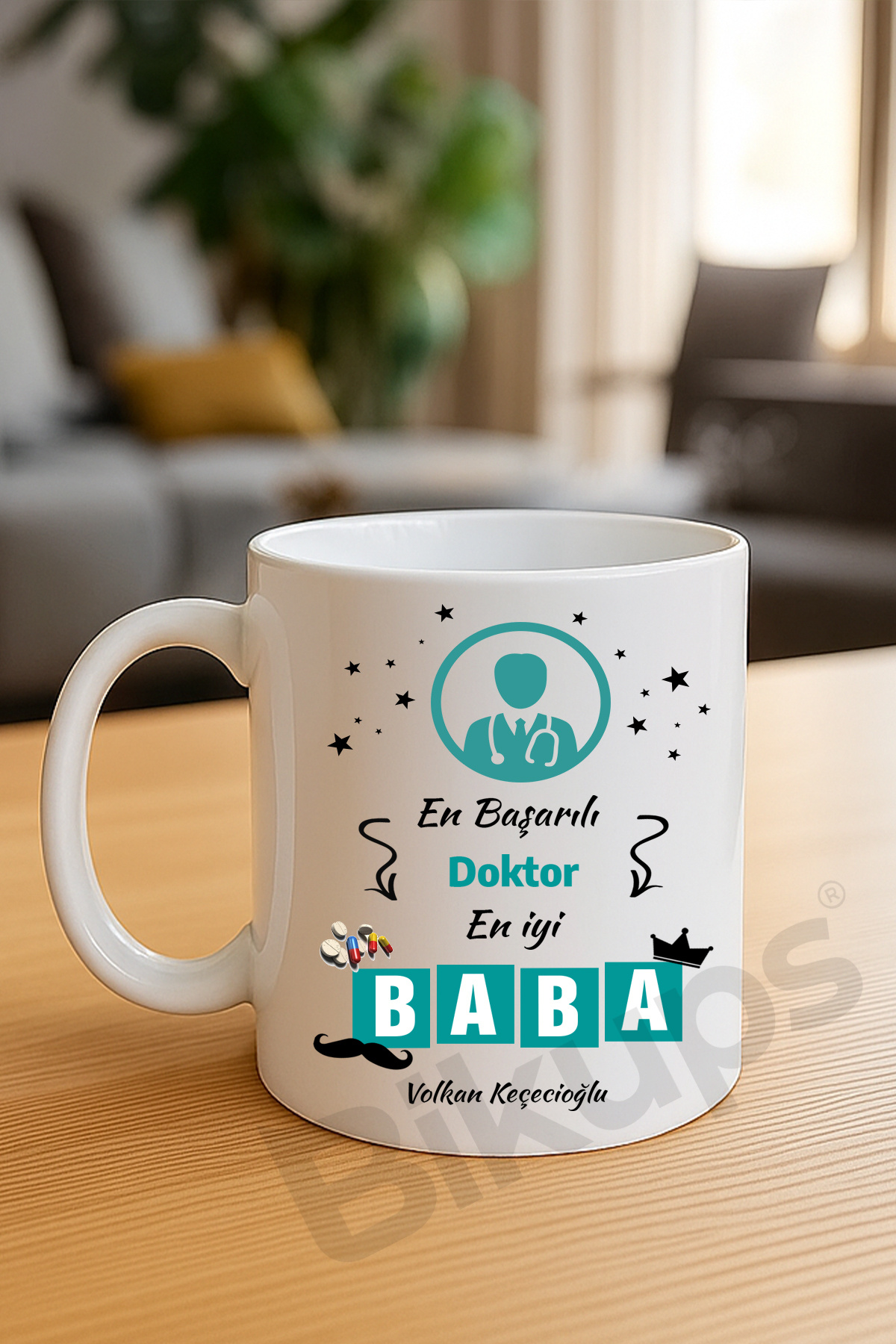 En başarılı doktor en iyi baba isim baskılı kupa bardak