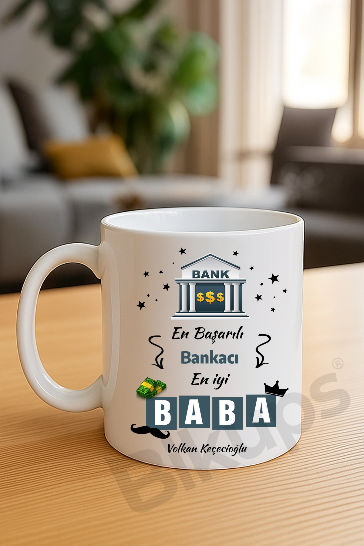 En başarılı bankacı en iyi baba isimli baskılı kupa bardak