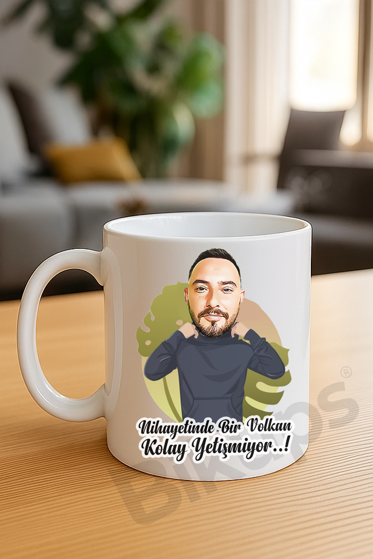 Nihayetinde bir volkan kolay yetişmiyor Karikatür kupa bardak