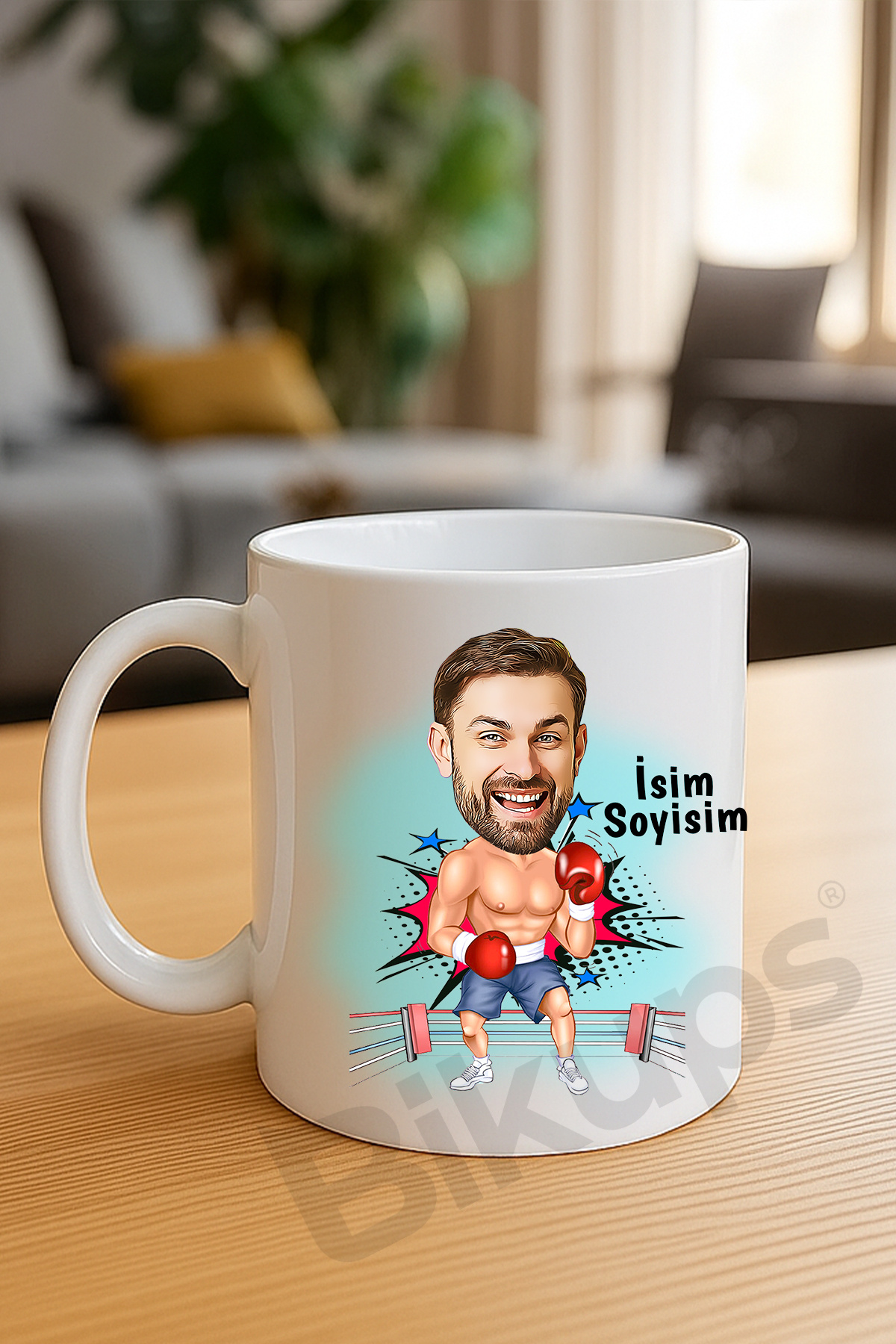 Boksörlere Özel Baskılı Karikatür Kupa Bardak -