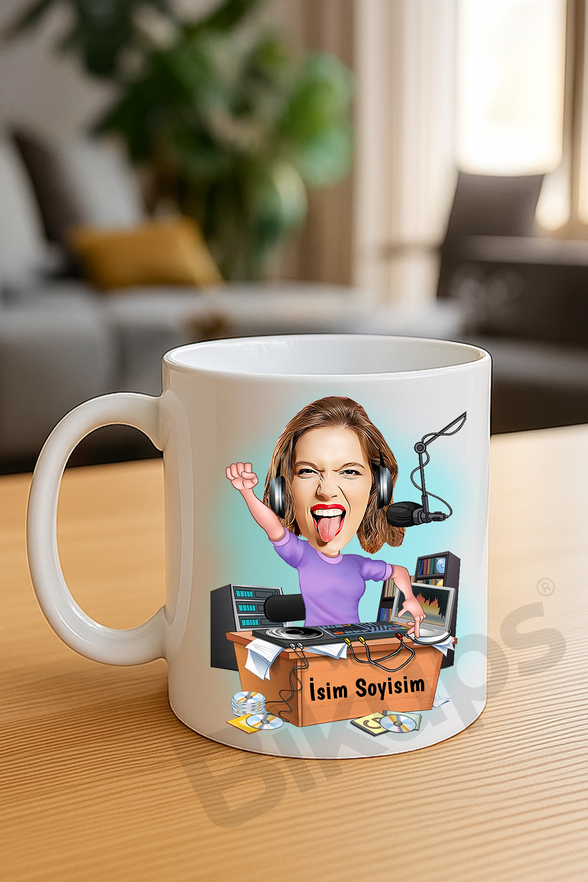 Radyoculara özel karikatür kupa bardak