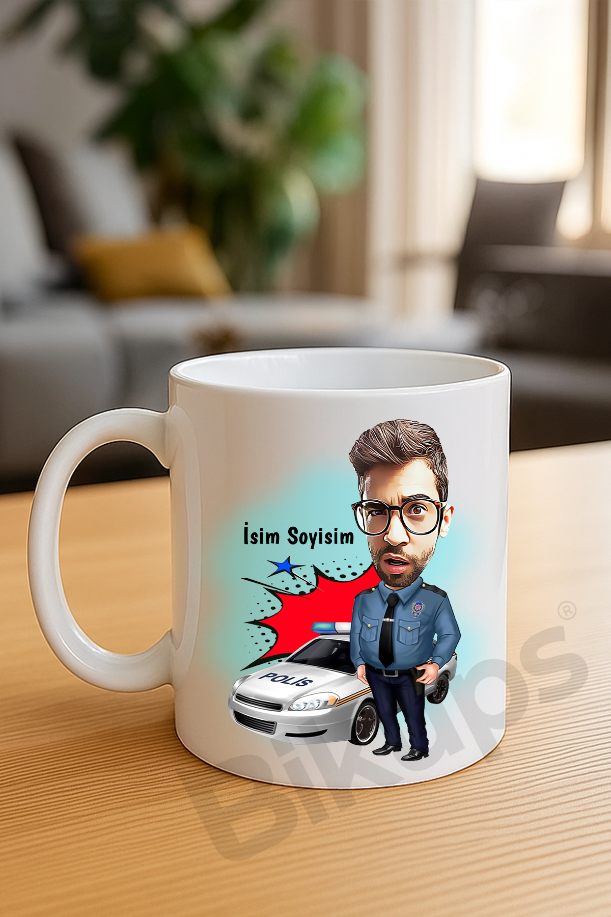 Komiserlere özel karikatür kupa bardak