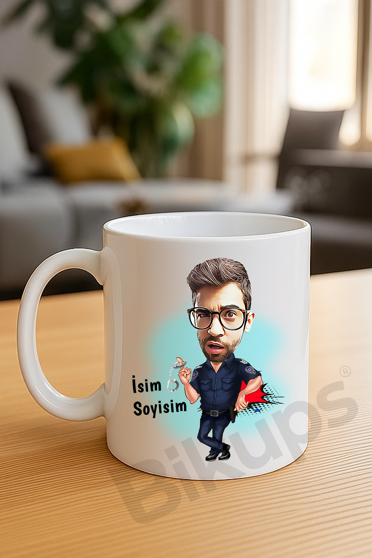 Polislere özel karikatür kupa bardak
