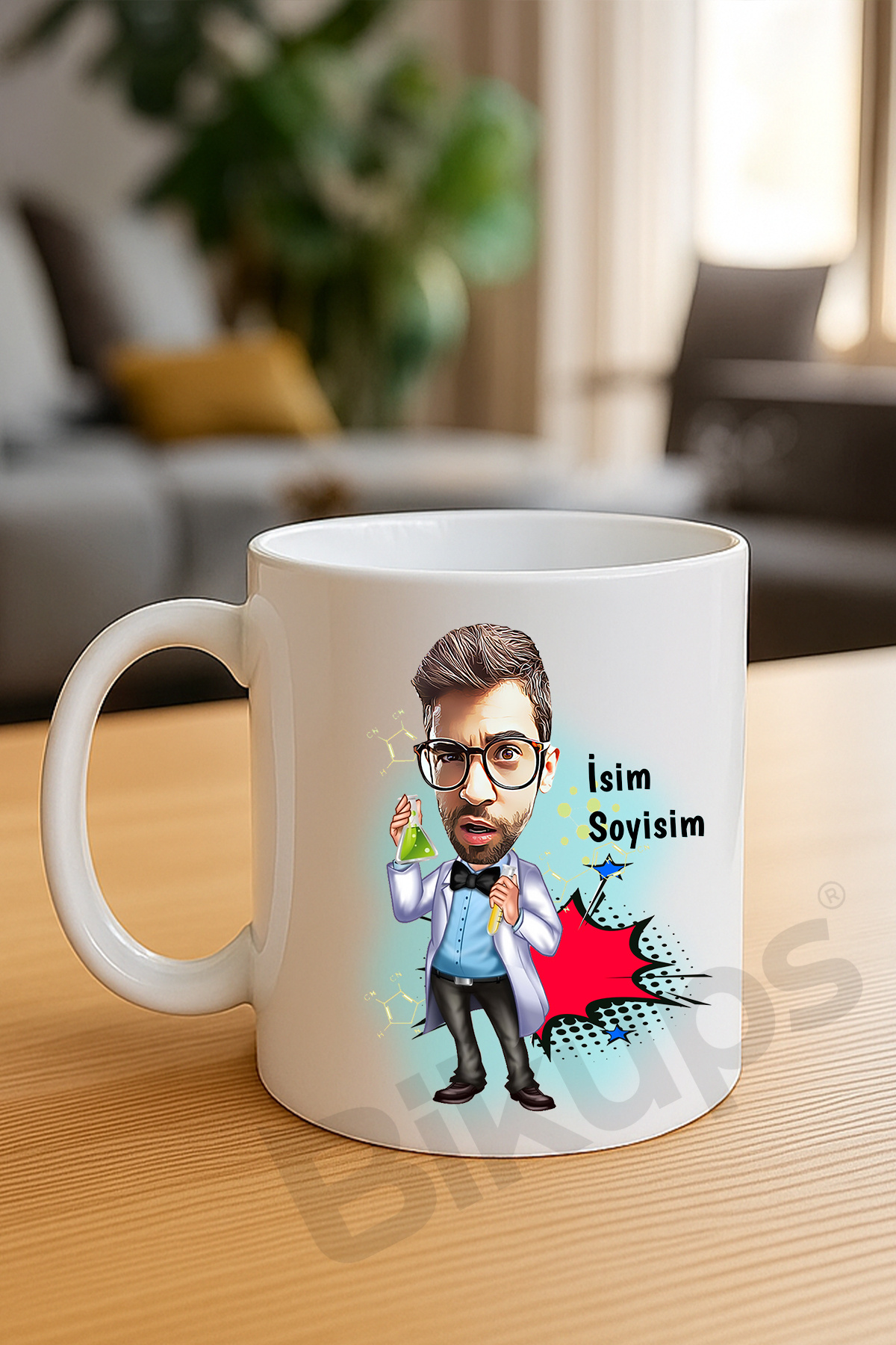 kimyacılara özel karikatür kupa bardak