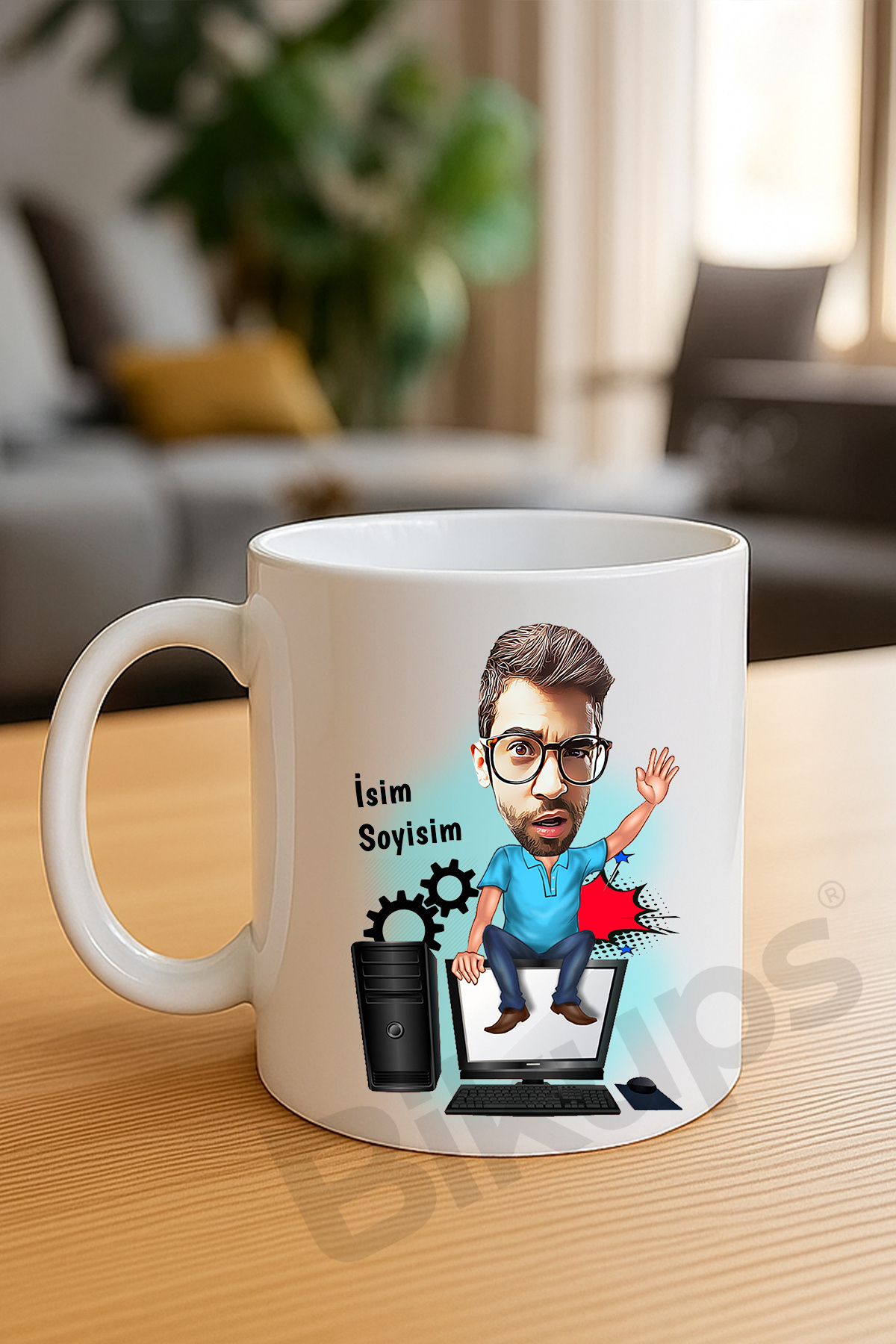 Bilgisayar mühendislerine özel karikatür kupa bardak