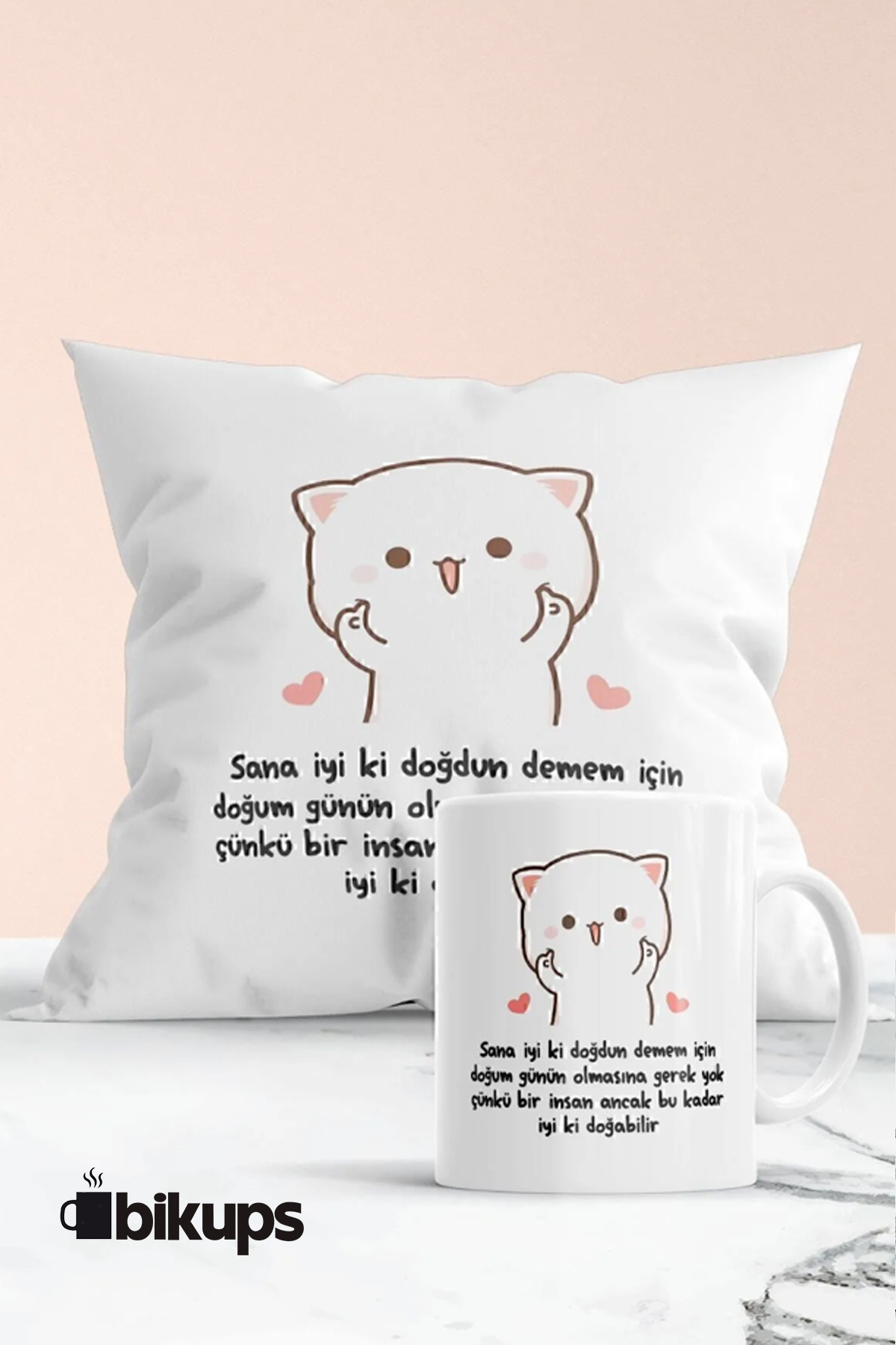 Arkadaşa Özel Her Zaman Yan Yana Hediyelik Yastık Ve Kupa Seti