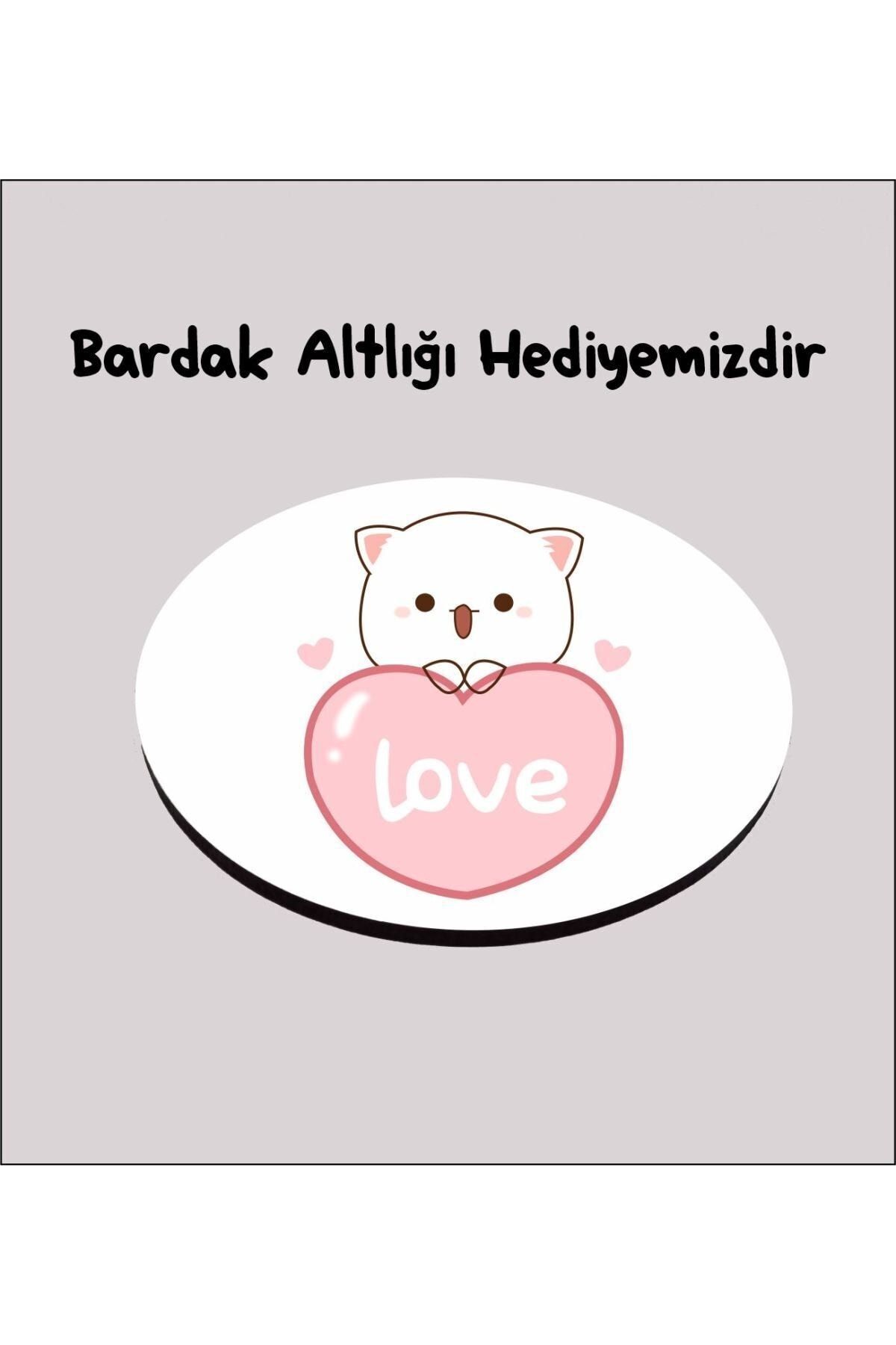 Tatlısın Minnaksın Ve Benimsin Baskılı Yastık Ve Kupa Seti (bardak Altlığı Hediyeli)