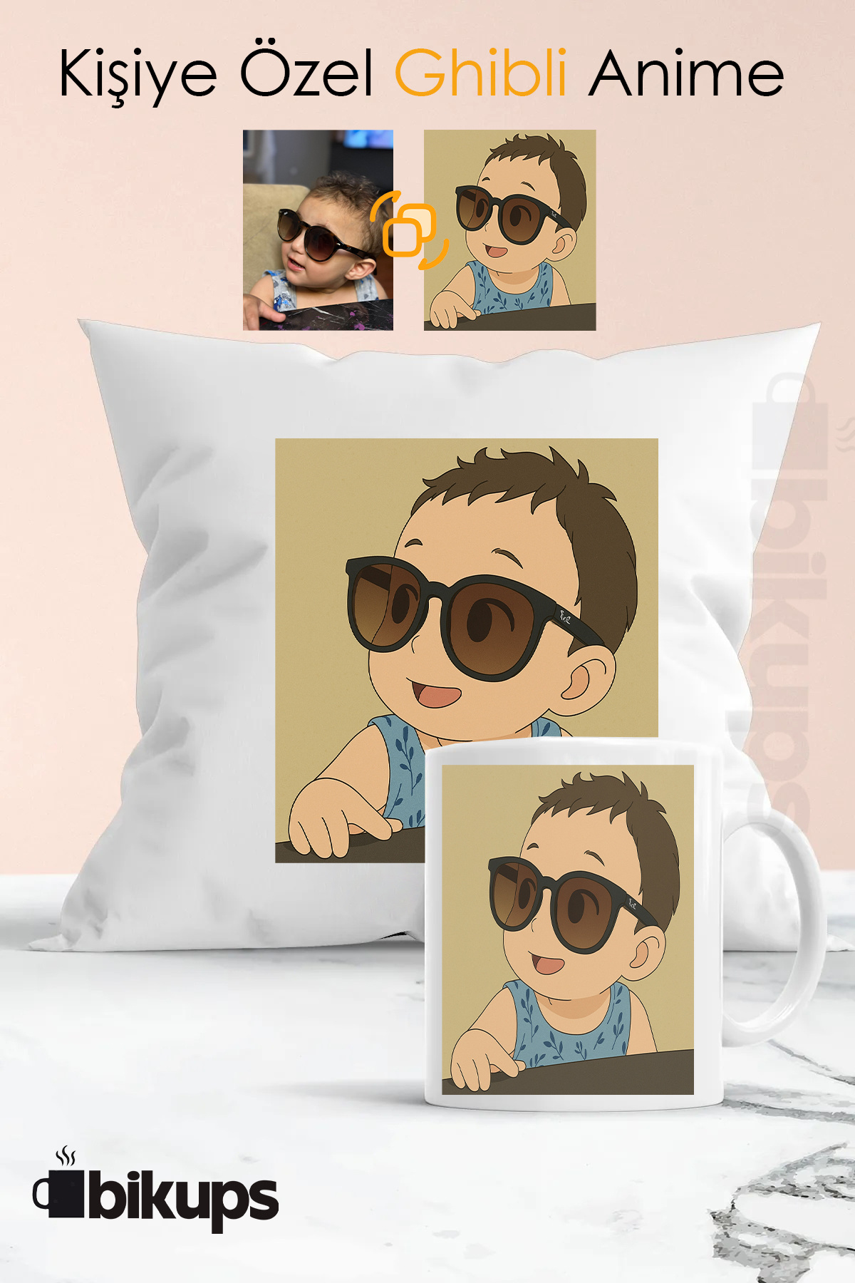 Kişiye Özel Ghibli Anime kupa ve yastık seti