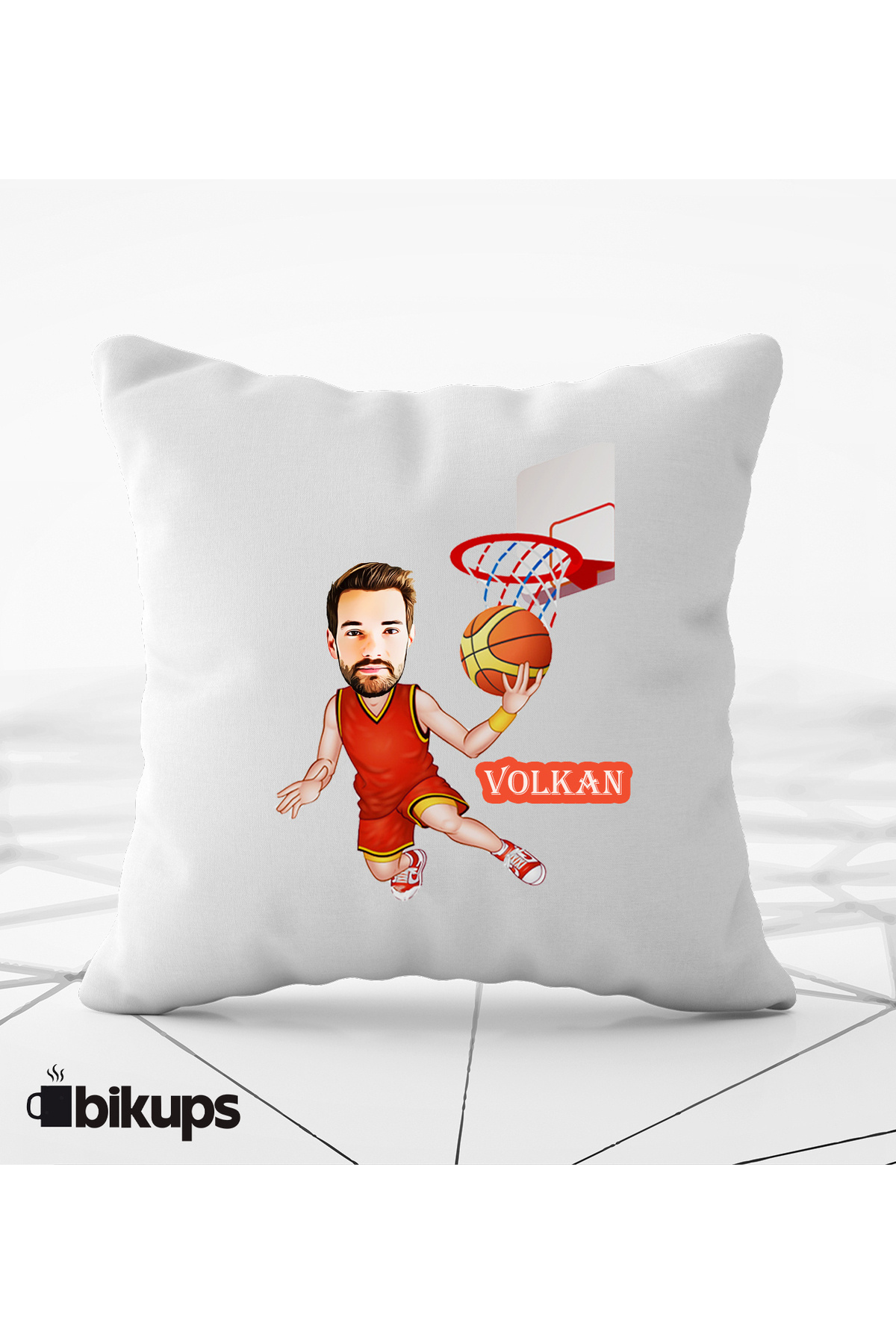 Basketbolculara Özel Karikatür Tasarımlı Yastık Kişiye Özel