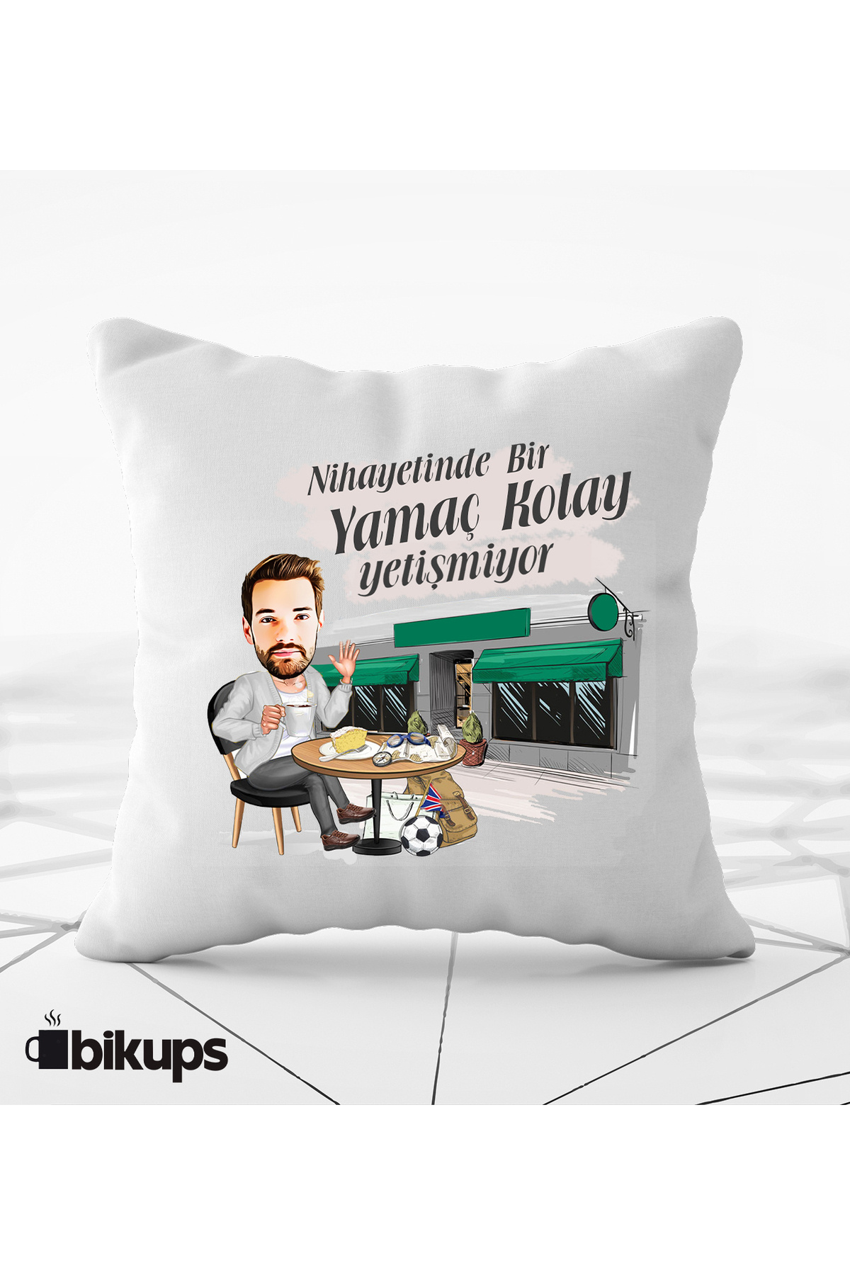 Kahve Severlere Özel Nihayetinde Figürlü Karikatür Yastık Kişiselleştirilebilir.
