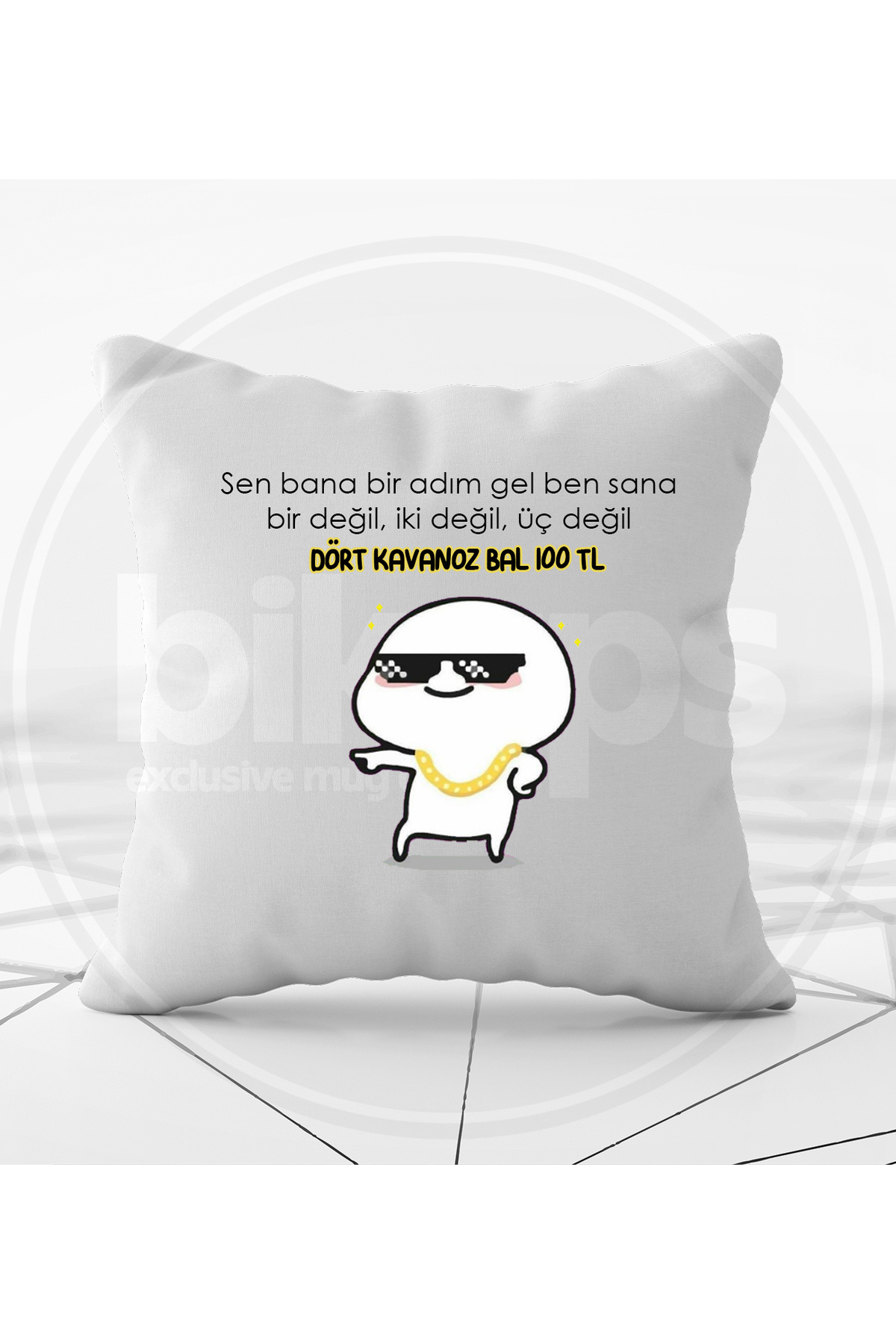 sen bana bir adım gel ben sana 1 değil 2 değil 3 değil tam 4 kavanoz bal baskılı yastık