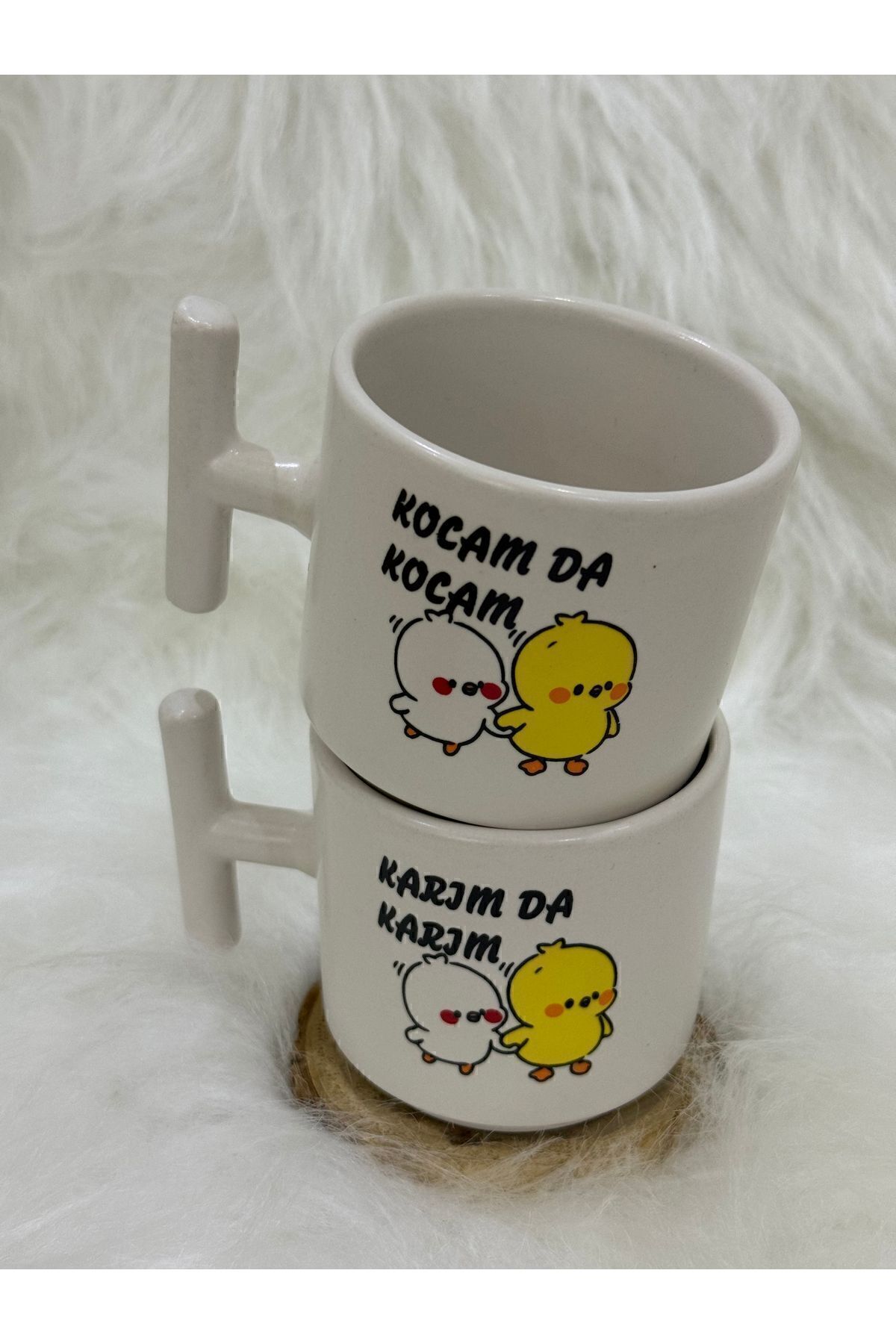 Karımda karım , kocam da kocam , ikili çift , yazili kupa bardak