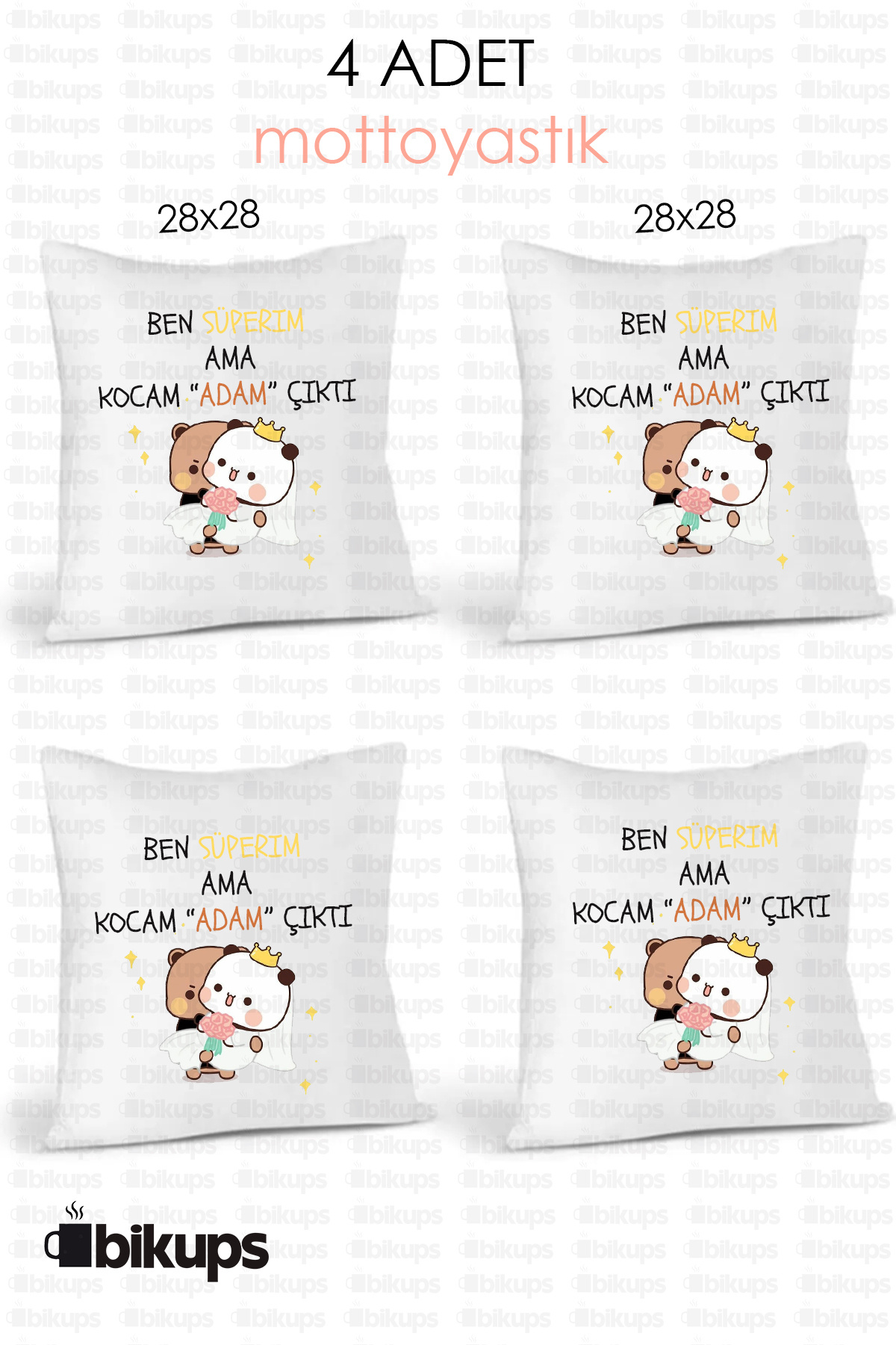 Ben süperim ama kocam adam çıktı Baskılı Yastık 4lü