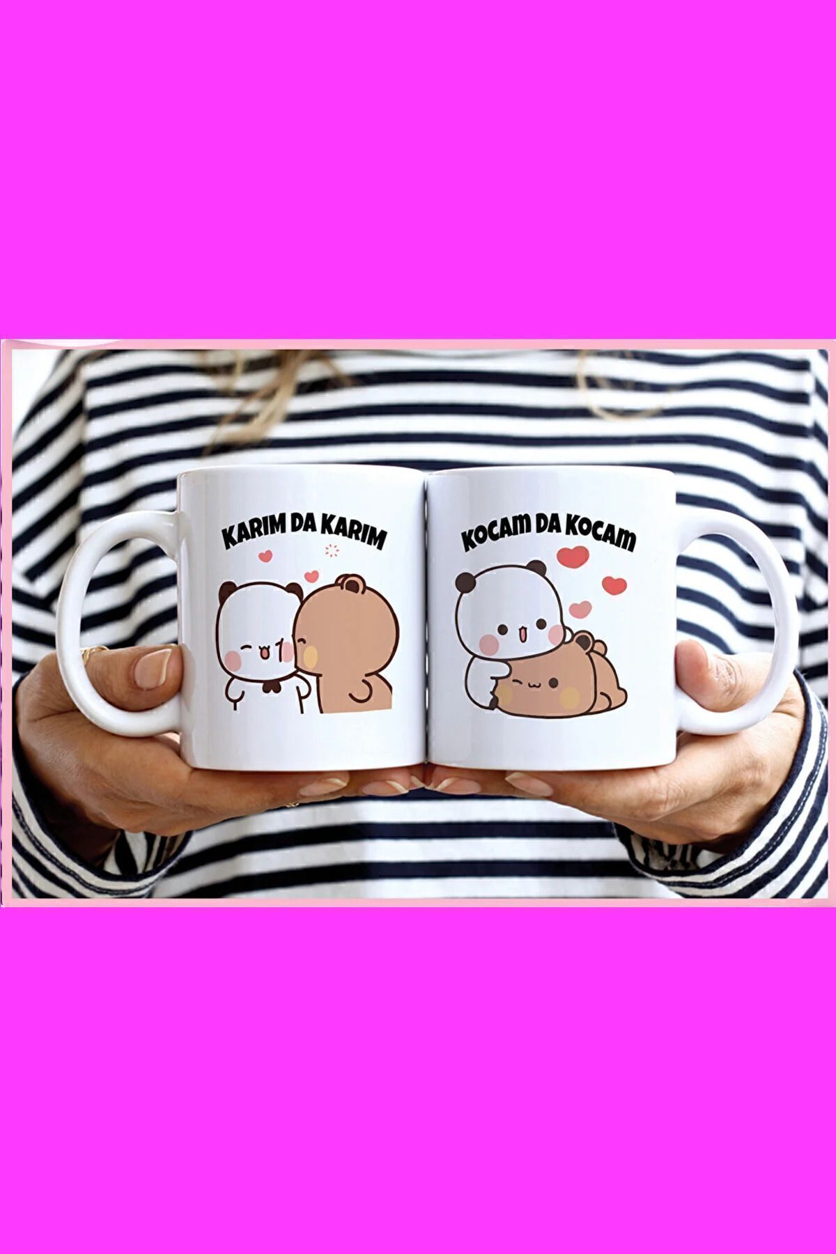 Karımda Karım Kocamda Kocam Yazılı Çift Bardak Kupa Cup Mug