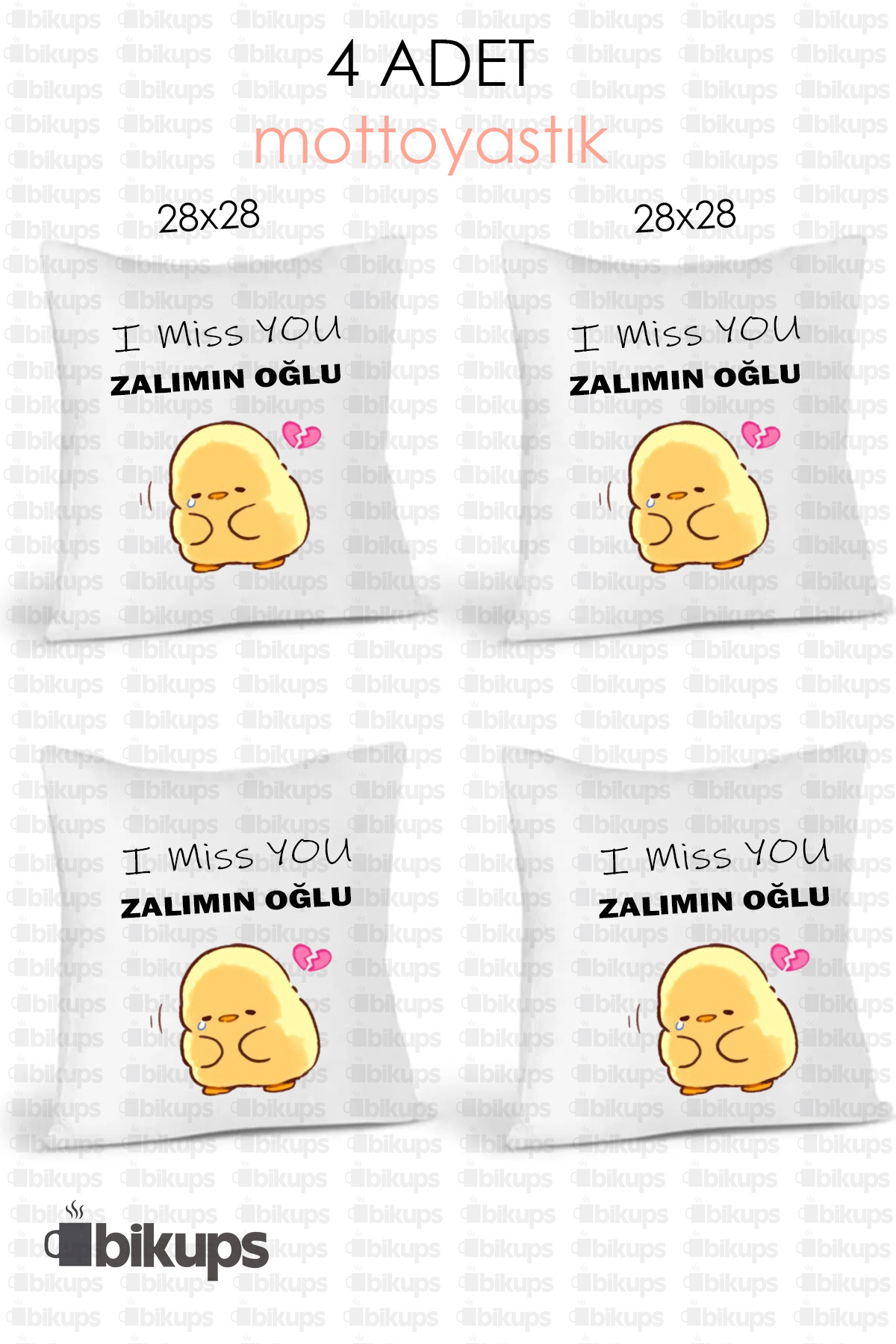 i miss you zalımın oğlu baskılı yastık 4 adet