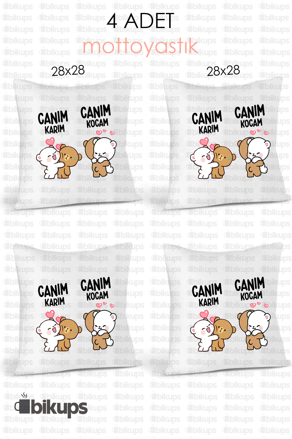 Canım Karım Canım Kocam Baskılı Yastık 4lü