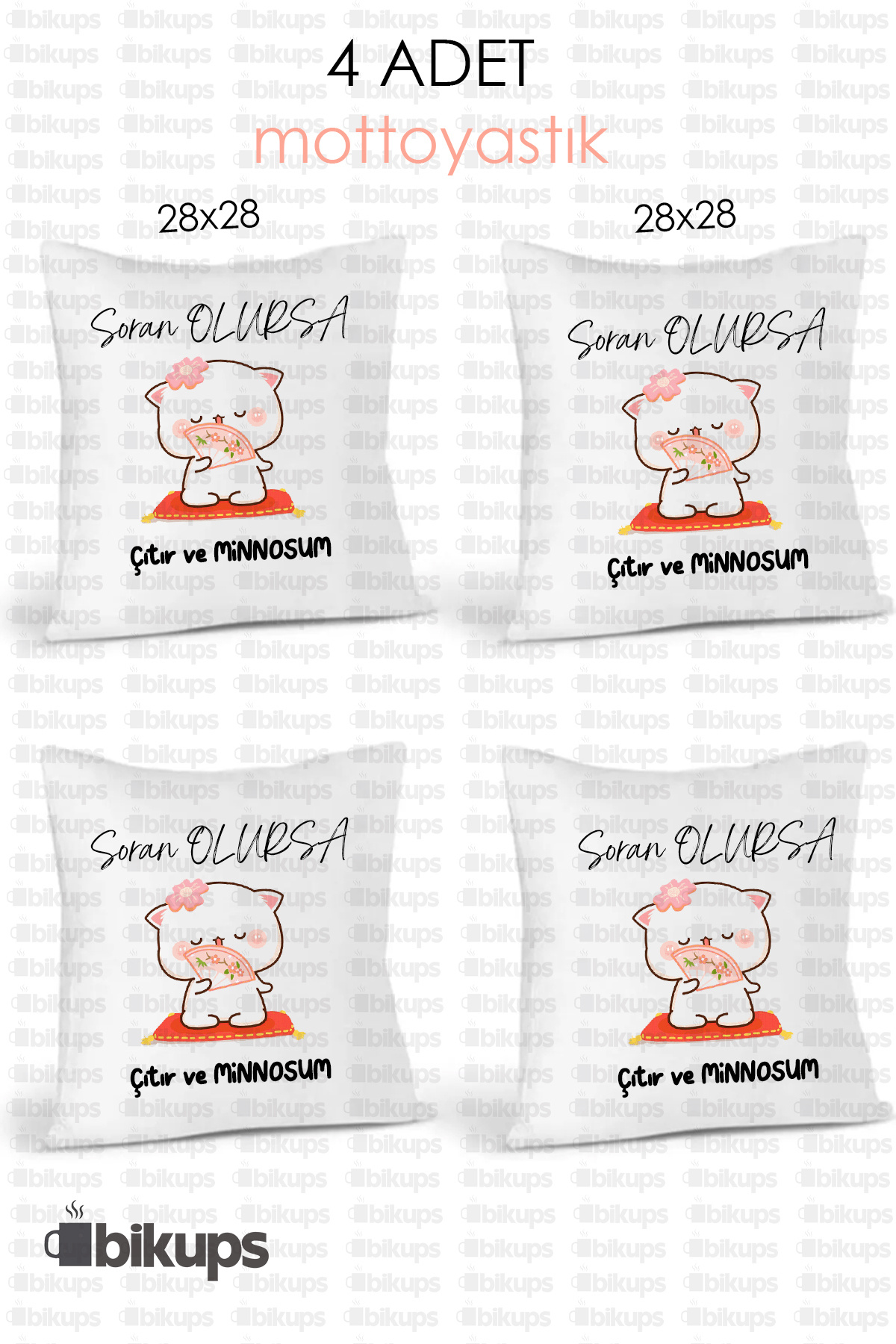 Soran Olursa Çıtır ve Minnoşum Baskılı 4lü Yastık
