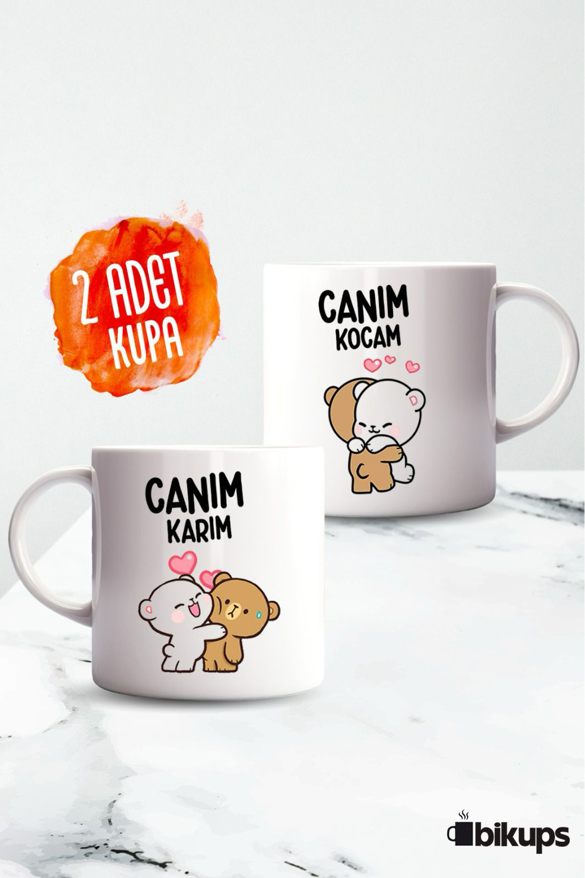 Canım Karım Canım Kocam Baskılı 2li Kupa Bardak