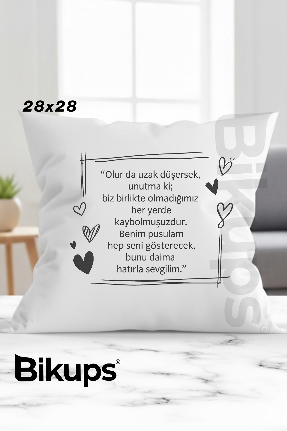 bunu Daima Hatırla Sevgilim" Yazılı Baskılı Yastık Sevgiliye 28x28