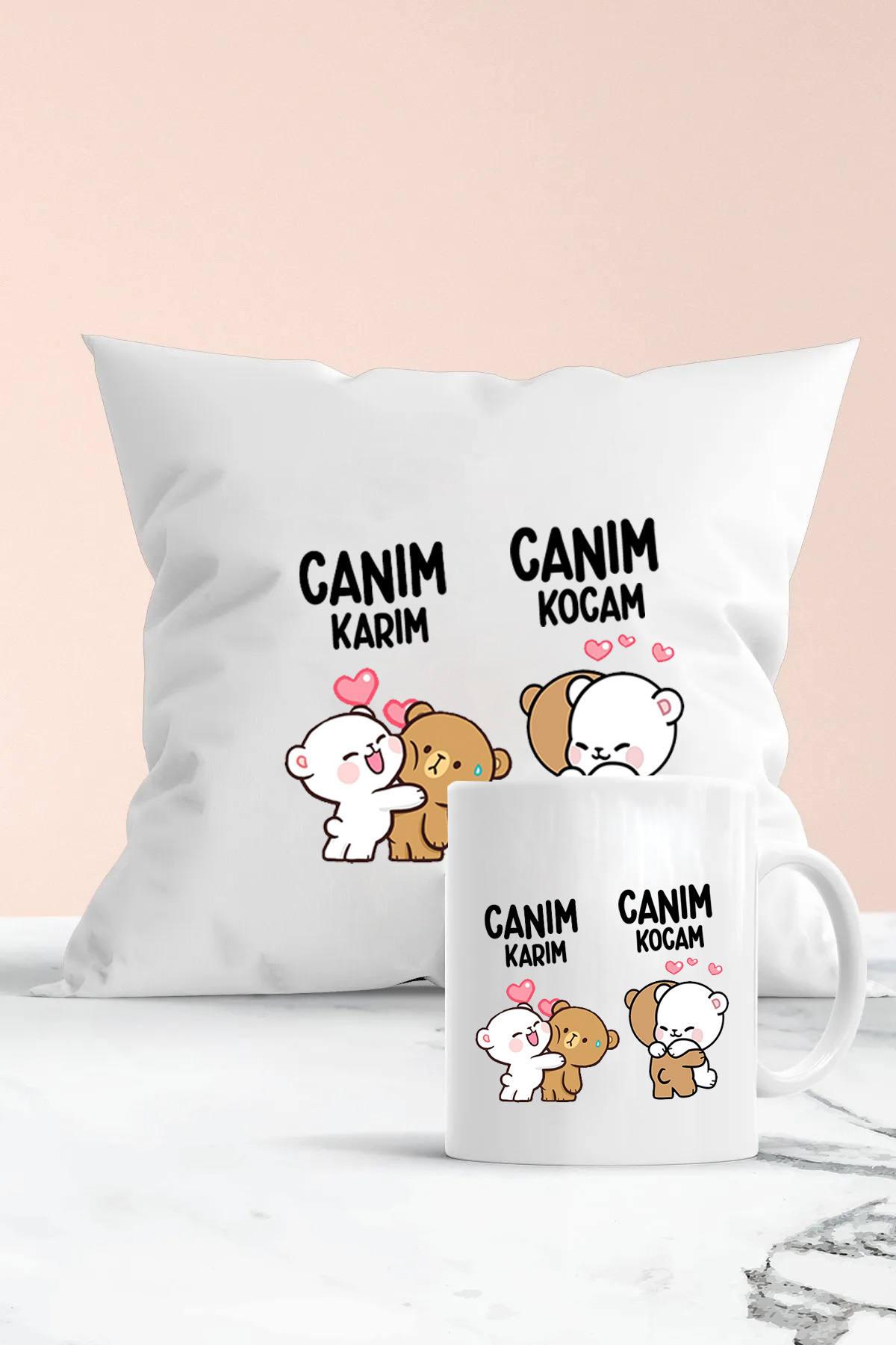 Canım Karım Canım Kocam Baskılı Kupa Ve Yastık Seti