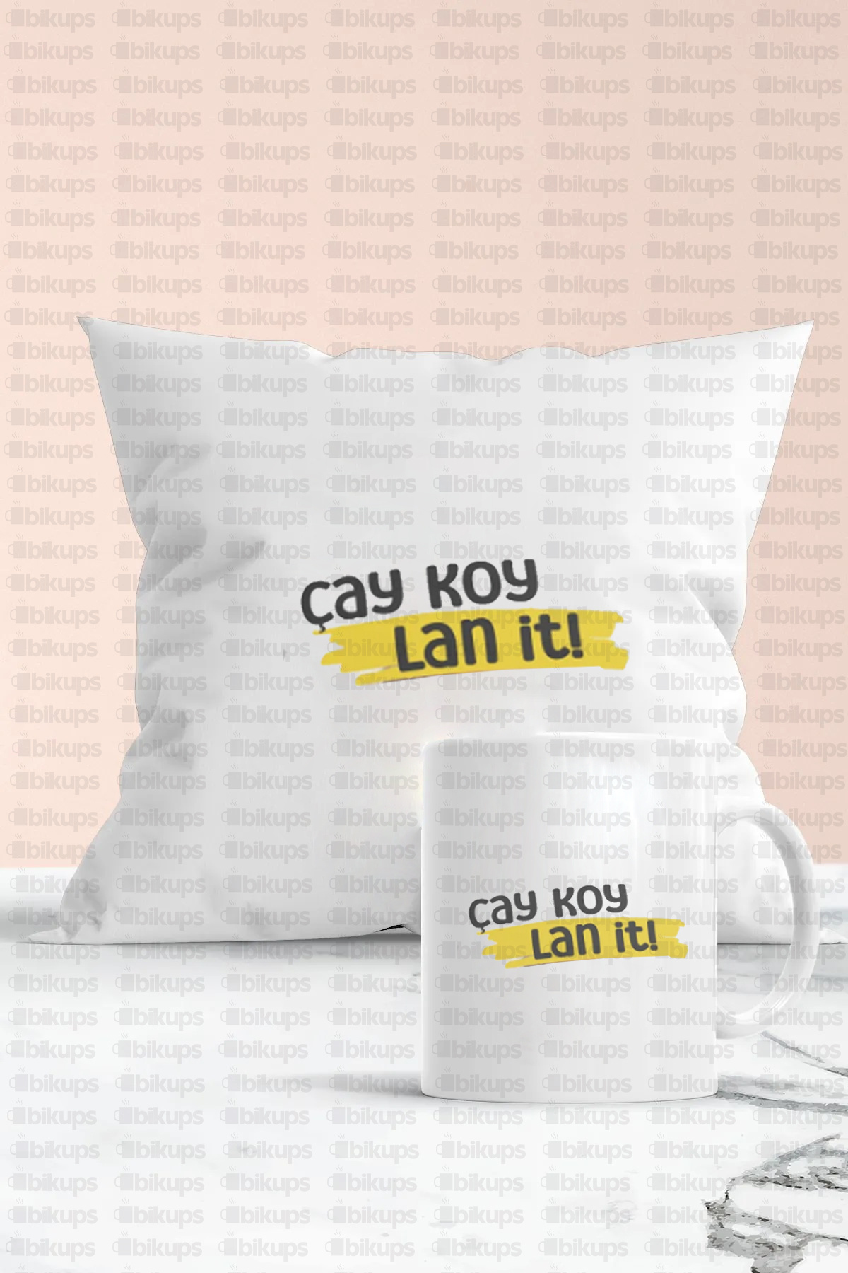 Çay Koy Lan İt Kupa Yastık Seti