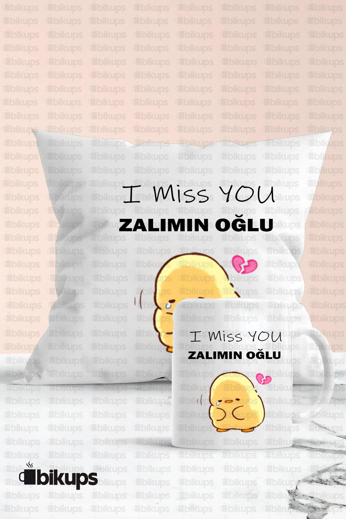 i miss you zalımın oğlu Baskılı Kupa Yastık Seti