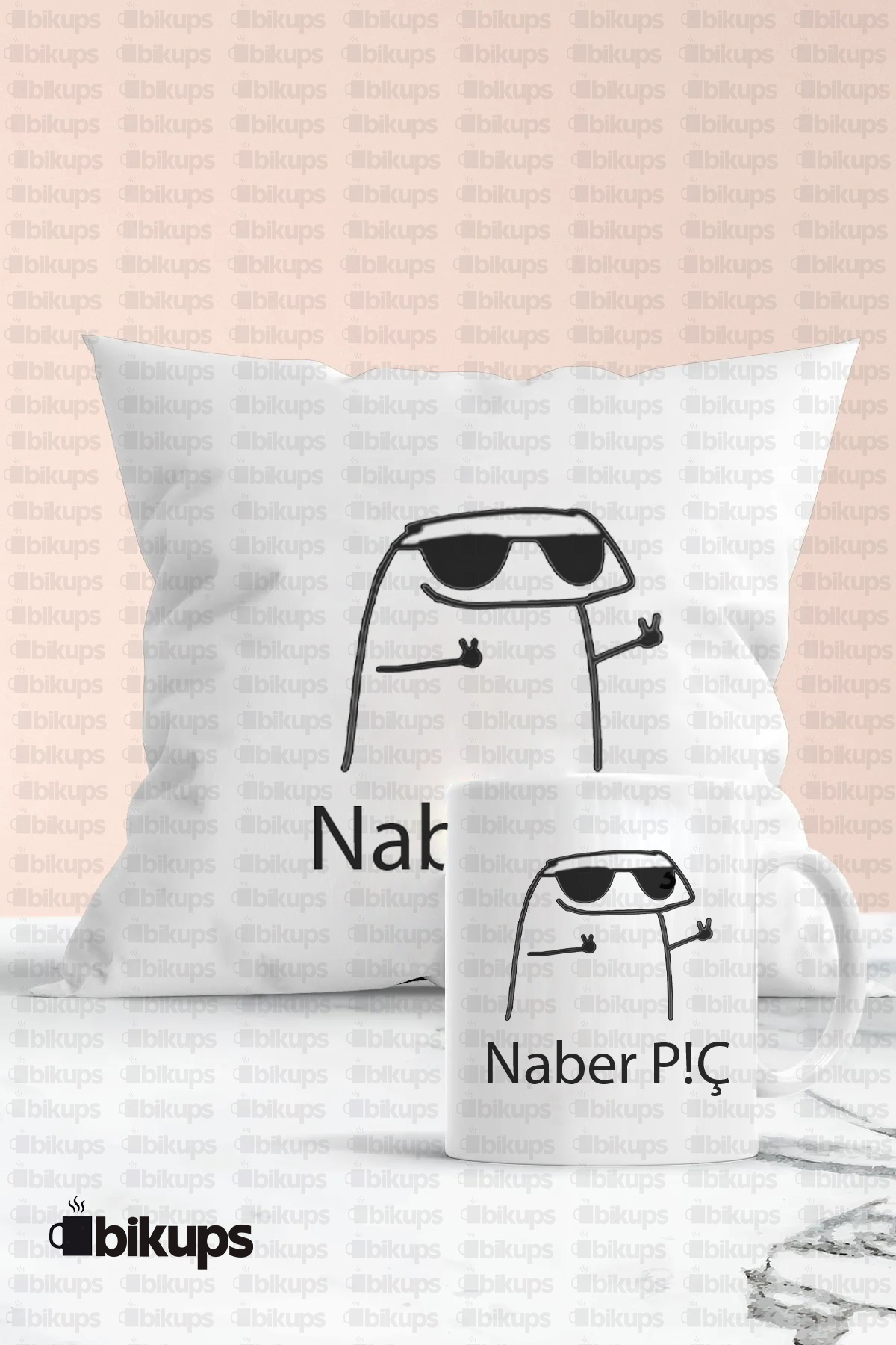 Naber P!C  Baskılı Kupa Yastık Seti
