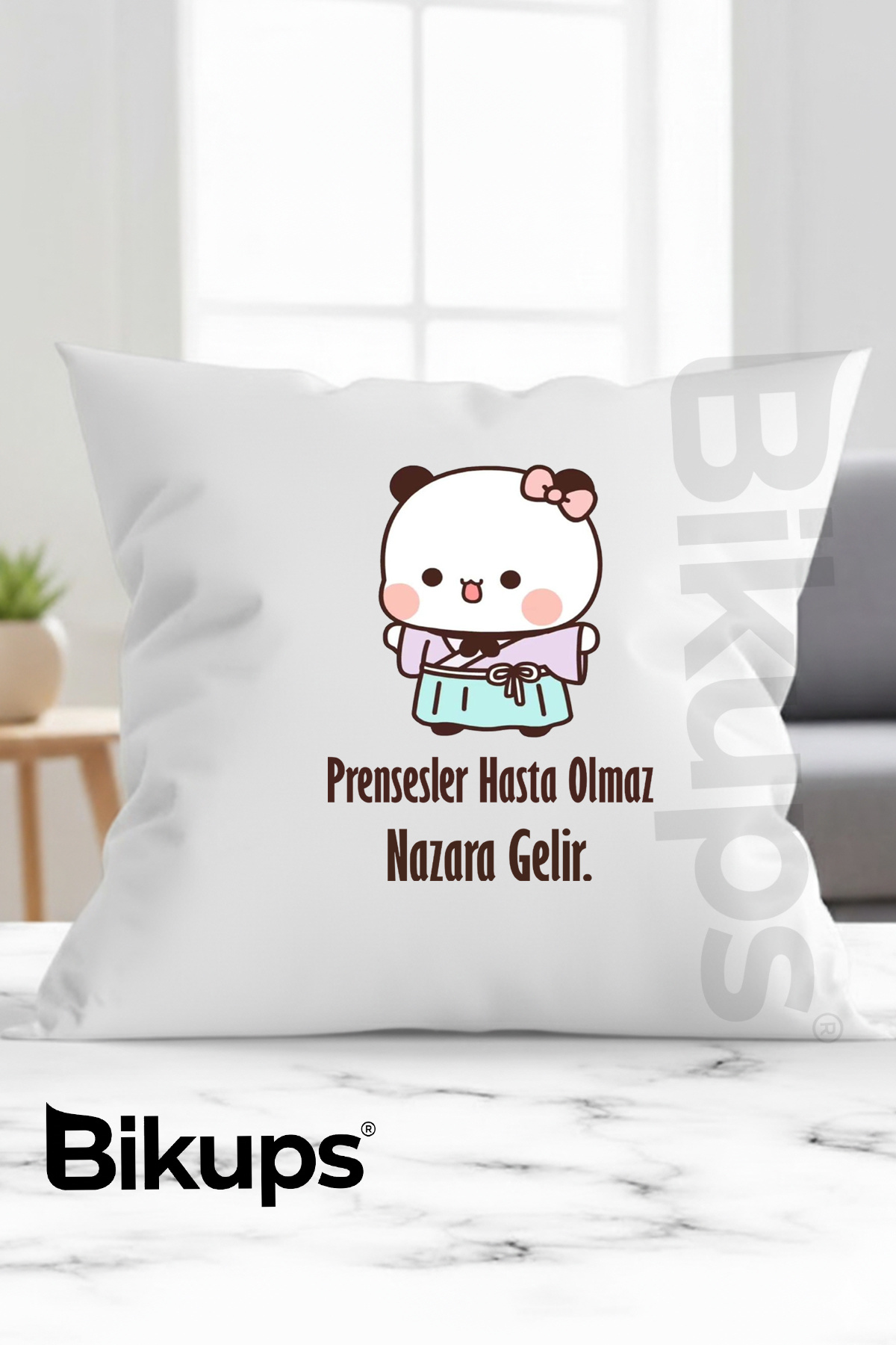 Prensesler Hasta Olmaz Nazara Gelir Baskılı Yastık