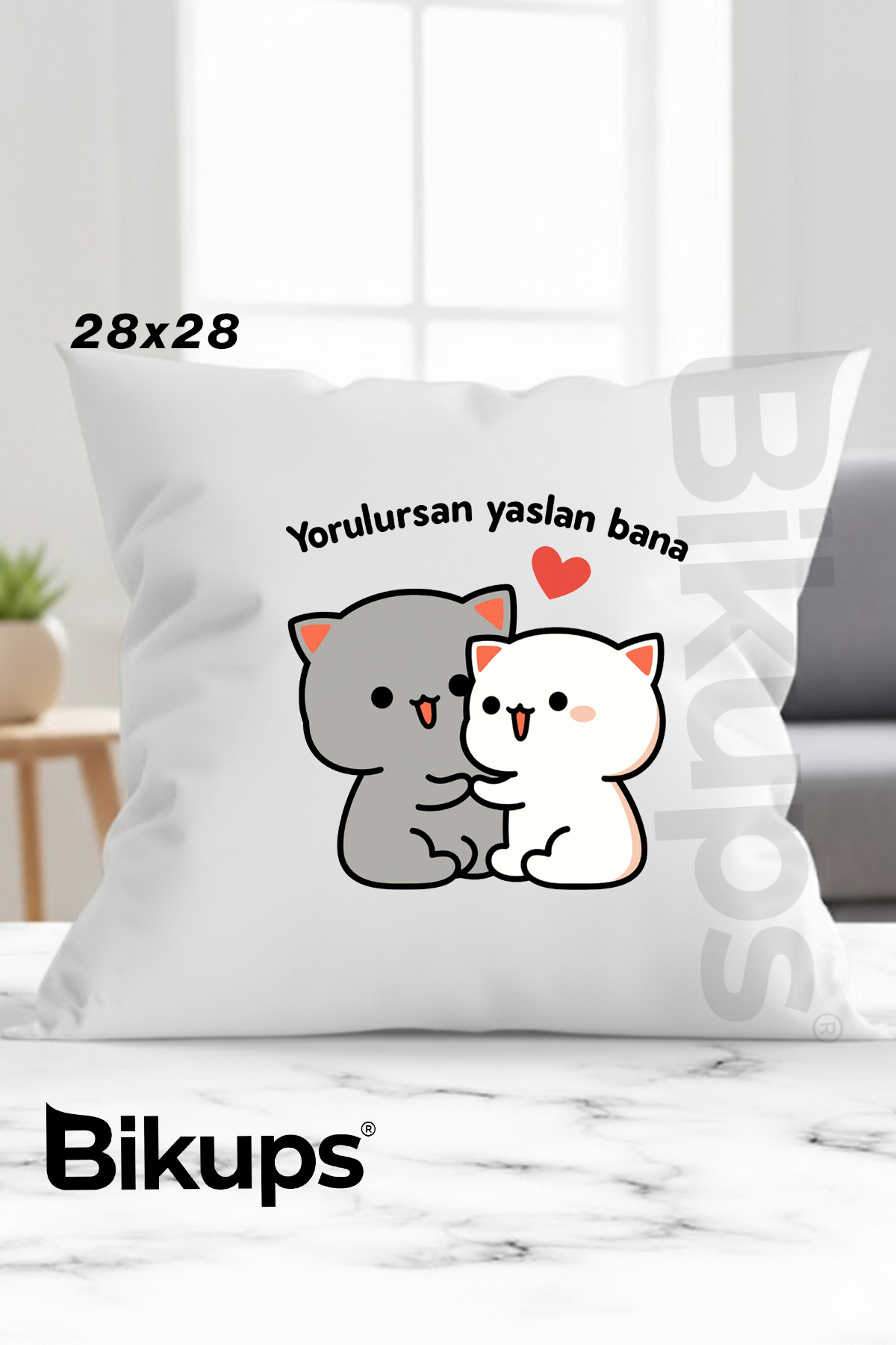 yorulursan yaslan bana baskılı yastık 28x28