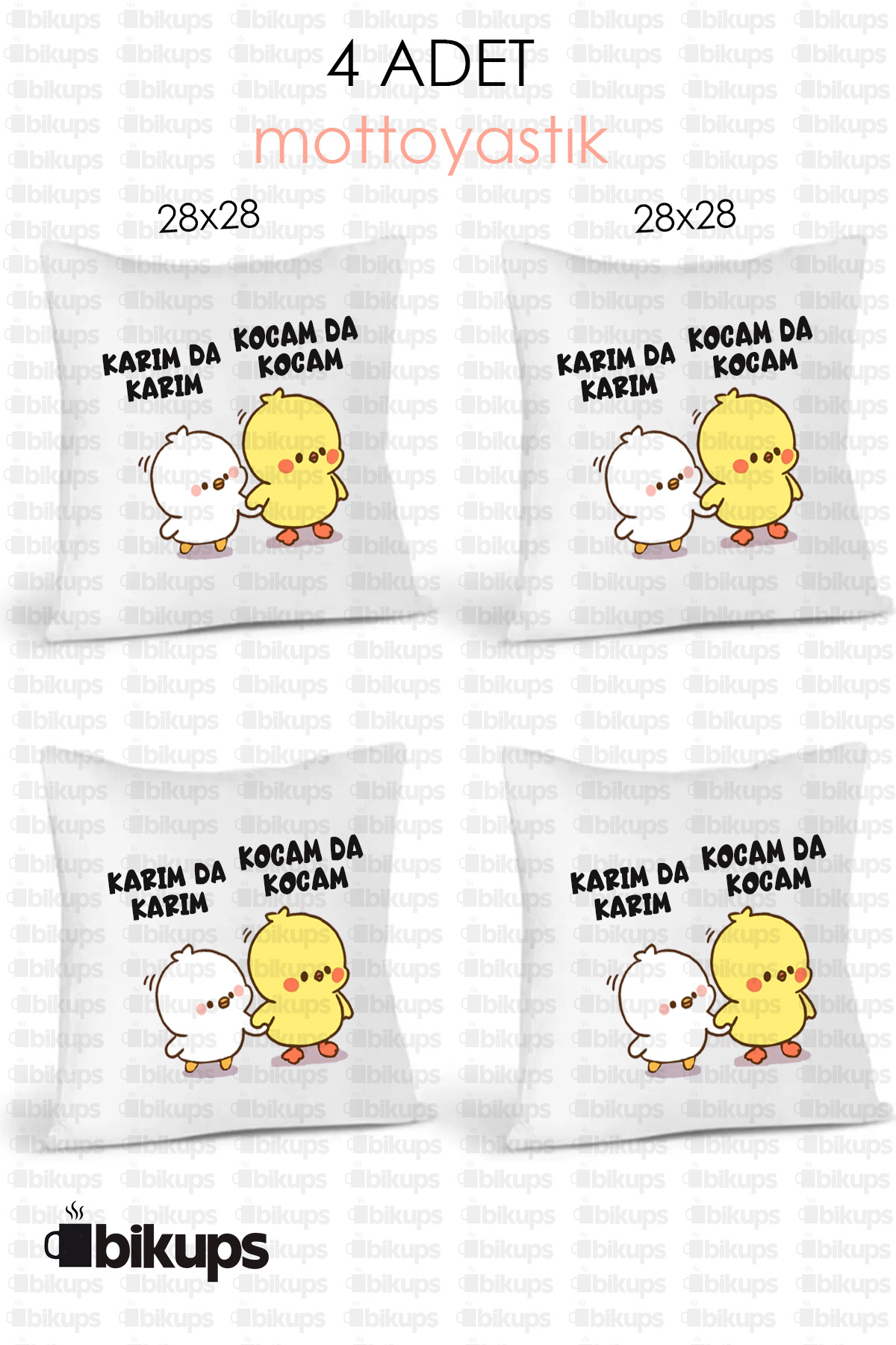 Karımda Karım Kocamda Kocam 4 Adet  Baskılı Yastık