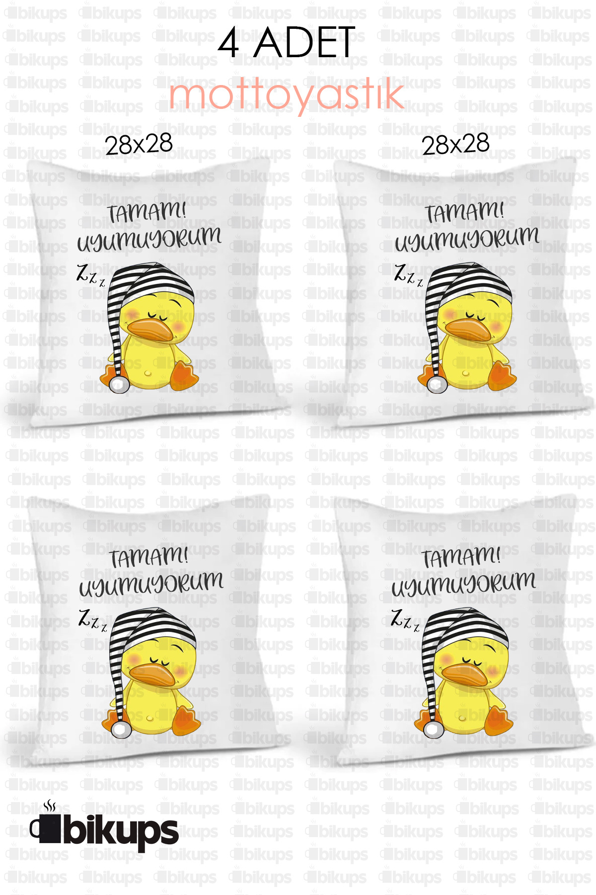 Tamam Uyumuyorum Toptan Baskılı Yastık 4 Adet