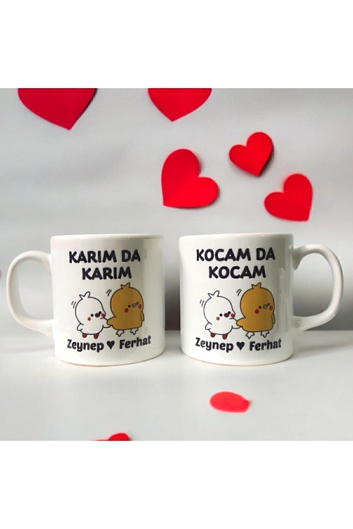 Kişiselleştirilebilir Karımda Karım Kocamda Kocam Yazılı Çift 2li Bardak Kupa Seti