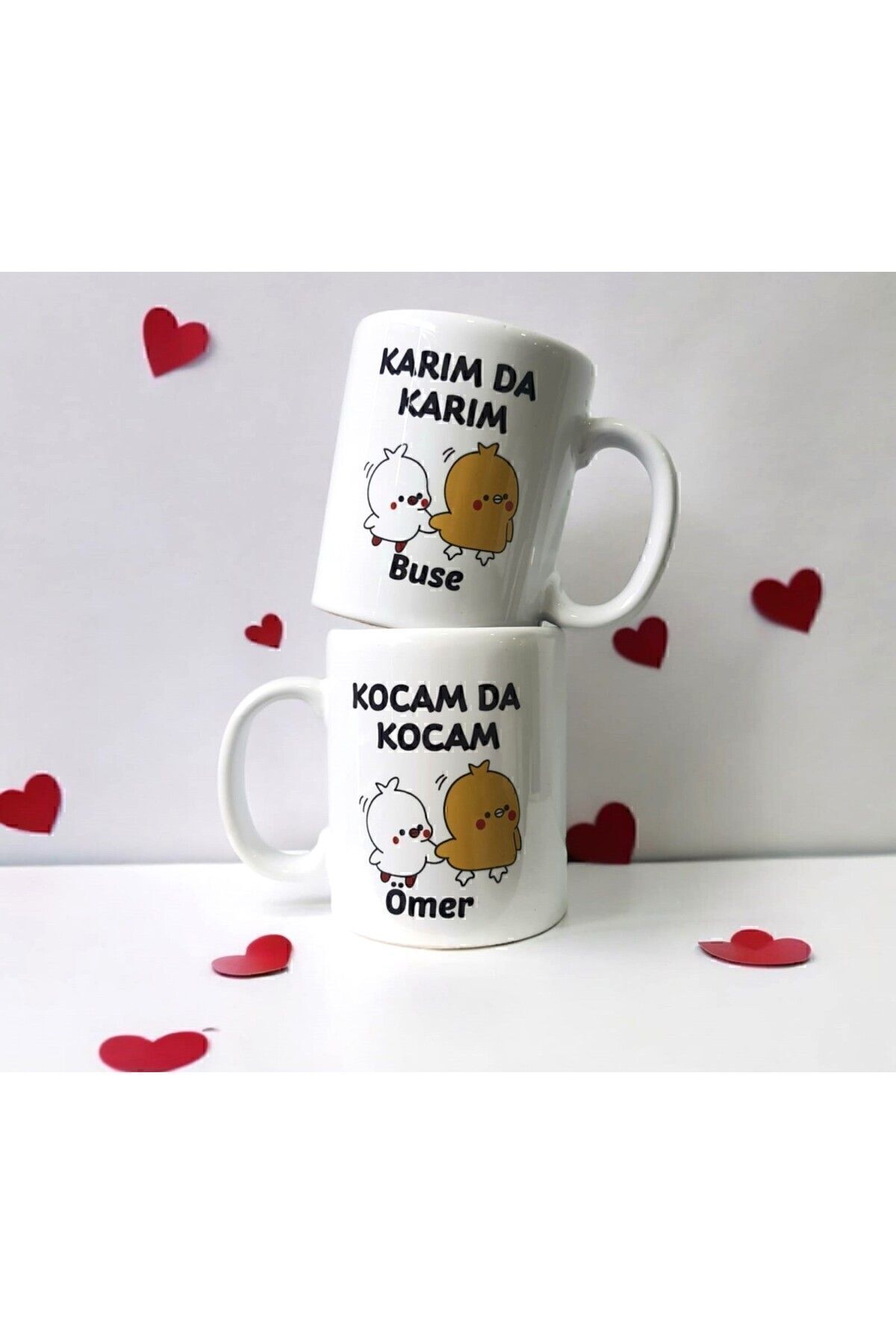 Kişiselleştirilebilir Karımda Karım Kocamda Kocam Yazılı Çift 2li Bardak Kupa Seti