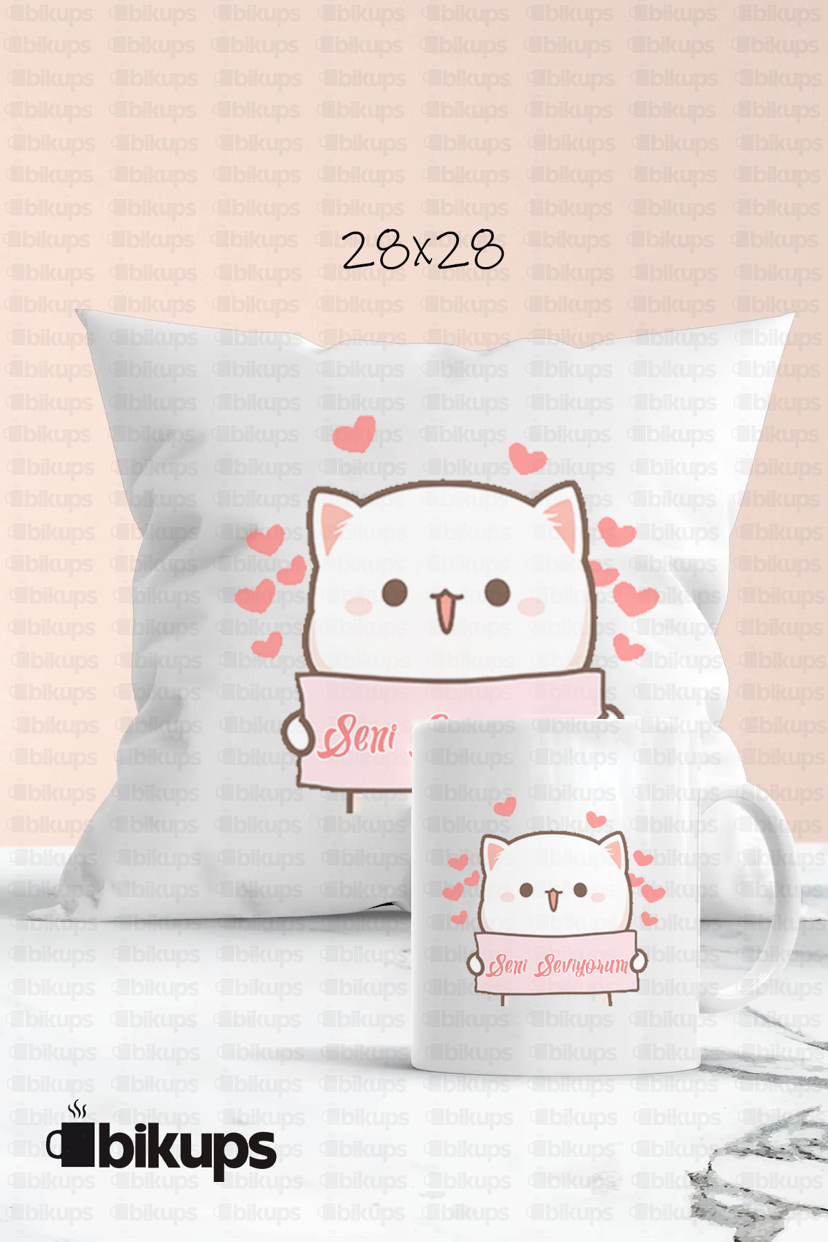 Seni Seviyorum Baskılı Kupa Yastık Seti