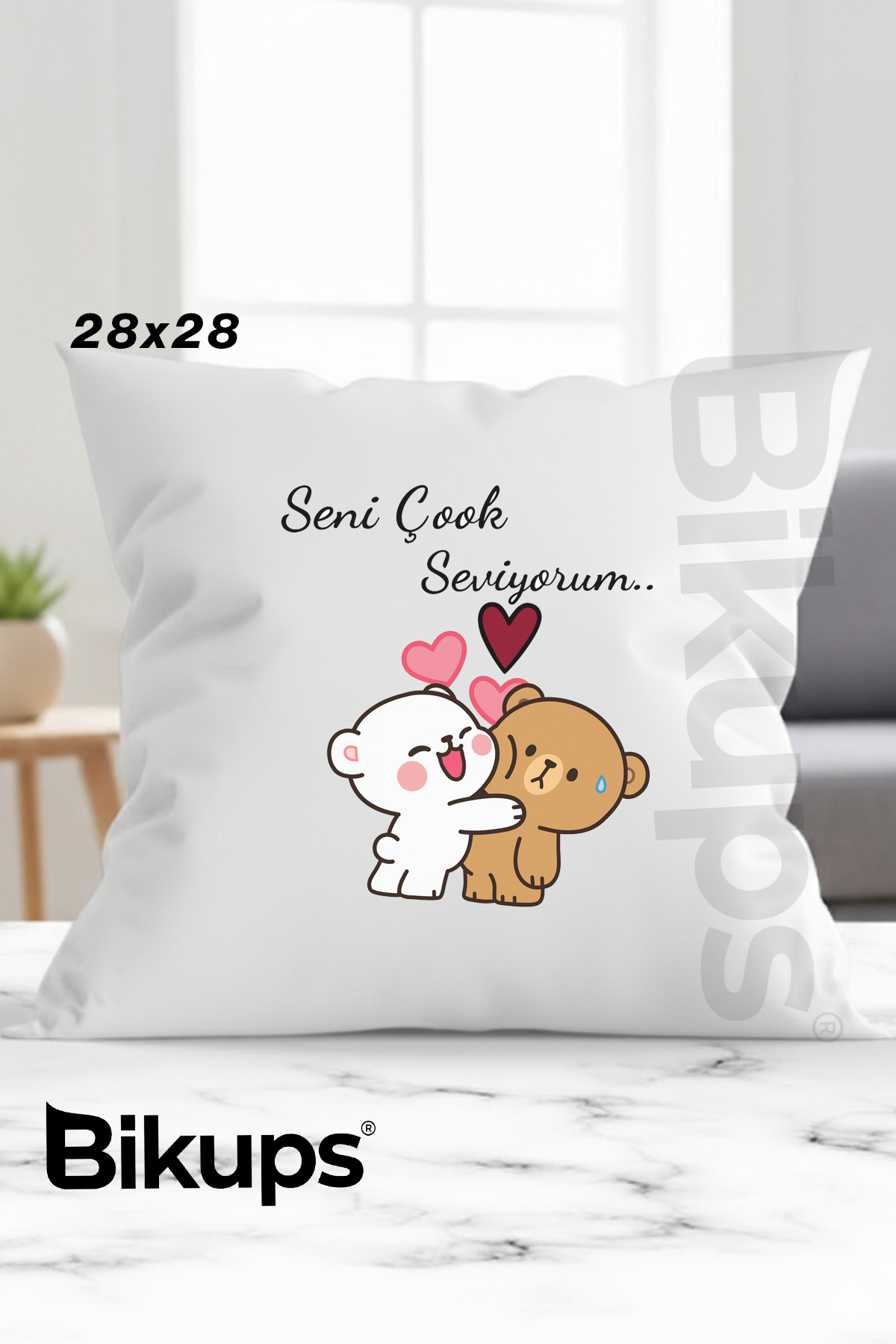 Seni Çok Seviyorum Baskılı Yastık 28x28