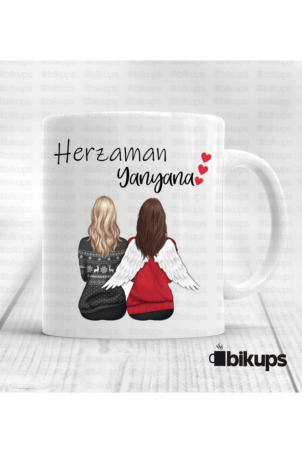 herzaman yanyana baskılı kupa bardak