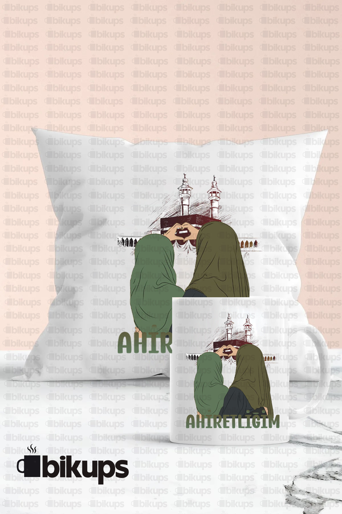 Ahiretliğim Baskılı Hediyelik Yastık Ve Kupa Seti