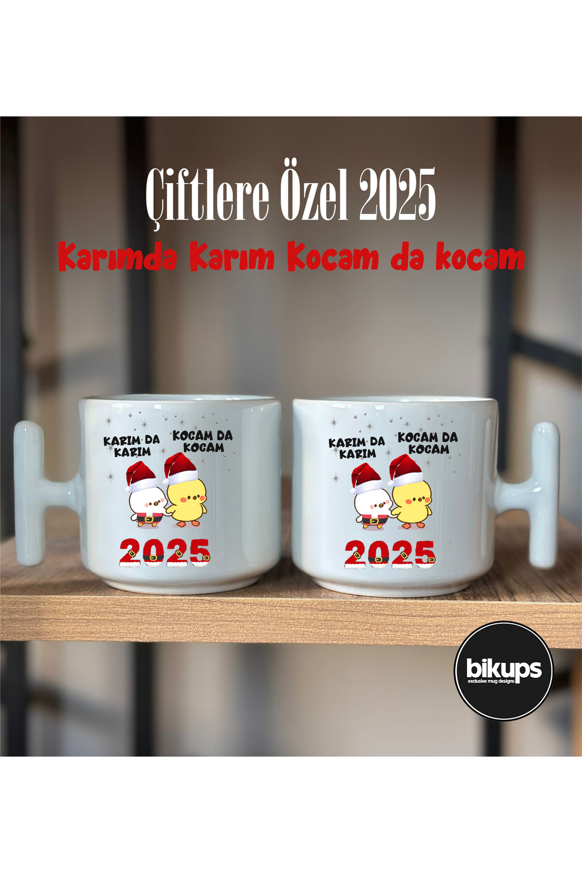 çiftlere Özel Yılbaşı Tasarımlı Nescafe Fincanı 2li