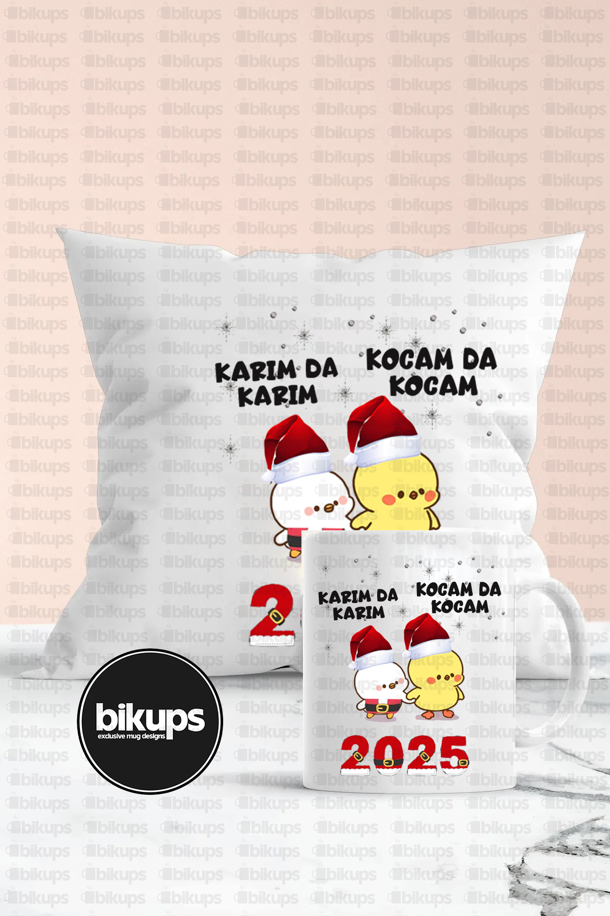 Yılbaşı Tasarımı kupa ve yastık seti