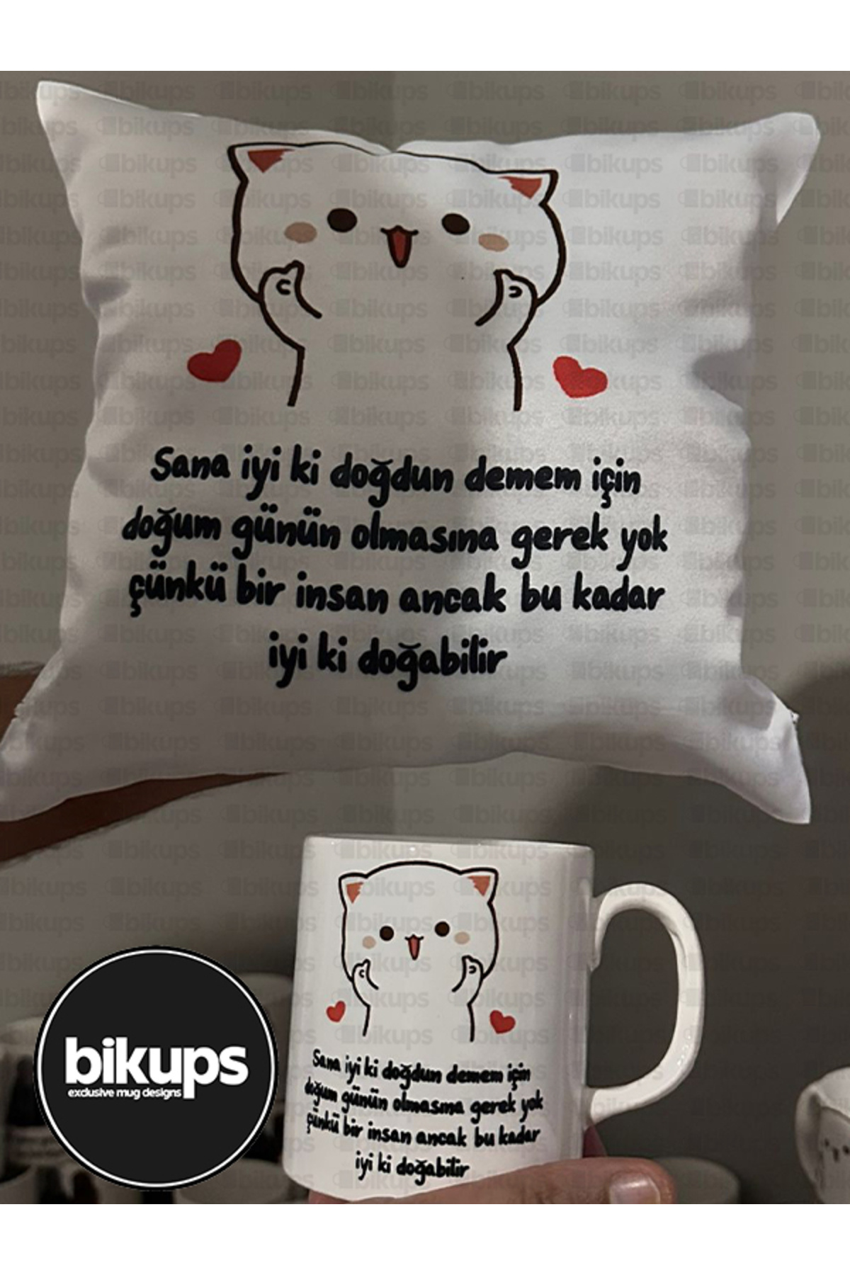 Insan Ancak Bu Kadar Iyi Ki Doğabilir Baskılı Hediyelik Yastık Ve Kupa Seti
