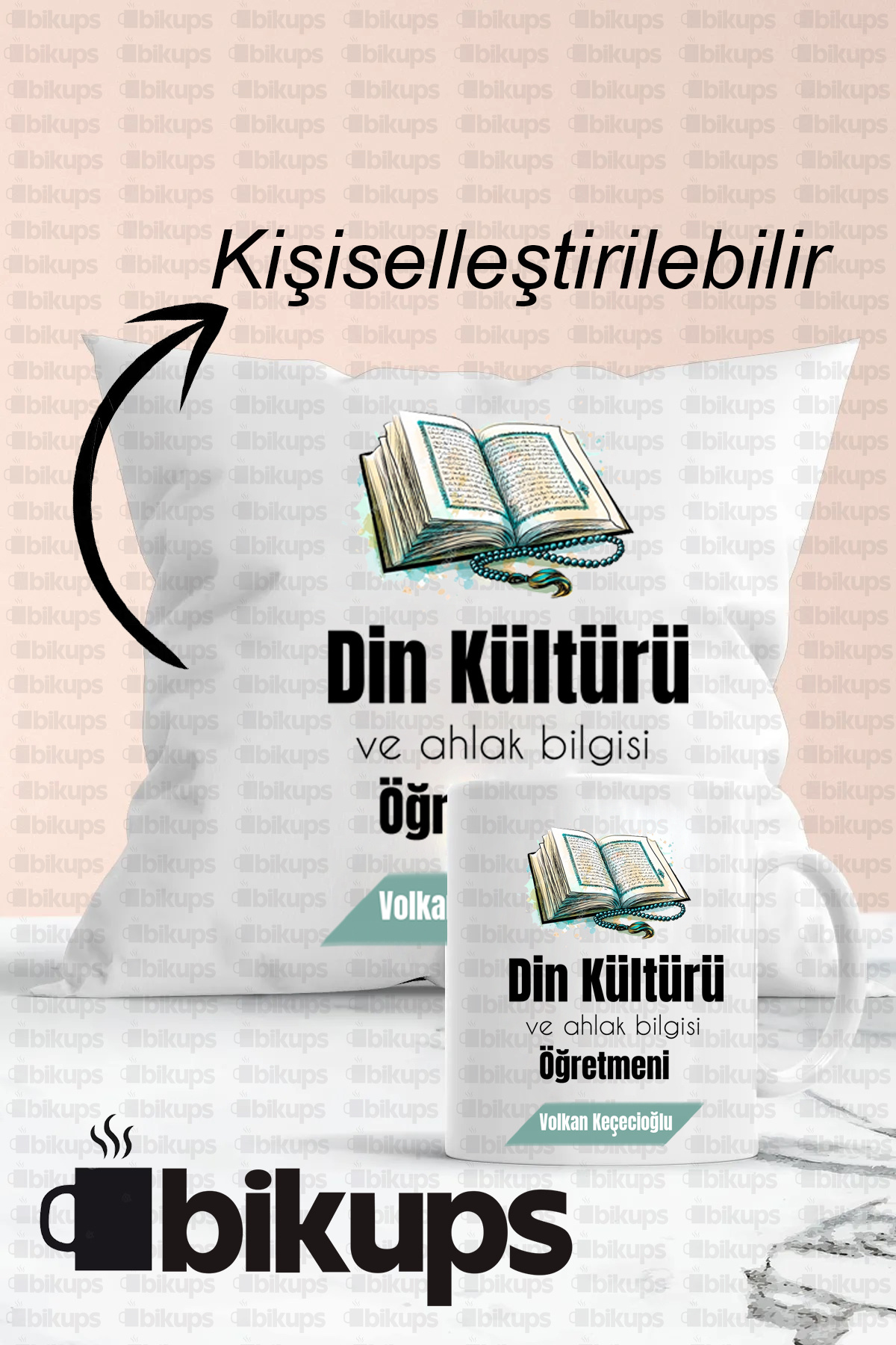 Din Kültürü ve Ahlak Bilgisi Öğretmenine Özel Kupa Bardak ve Yastık Seti