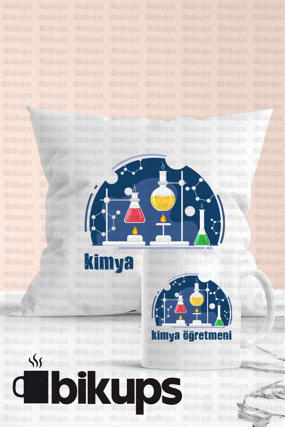 Kimya Öğretmenlerine Özel Baskılı Kupa Bardak ve Yastık Seti