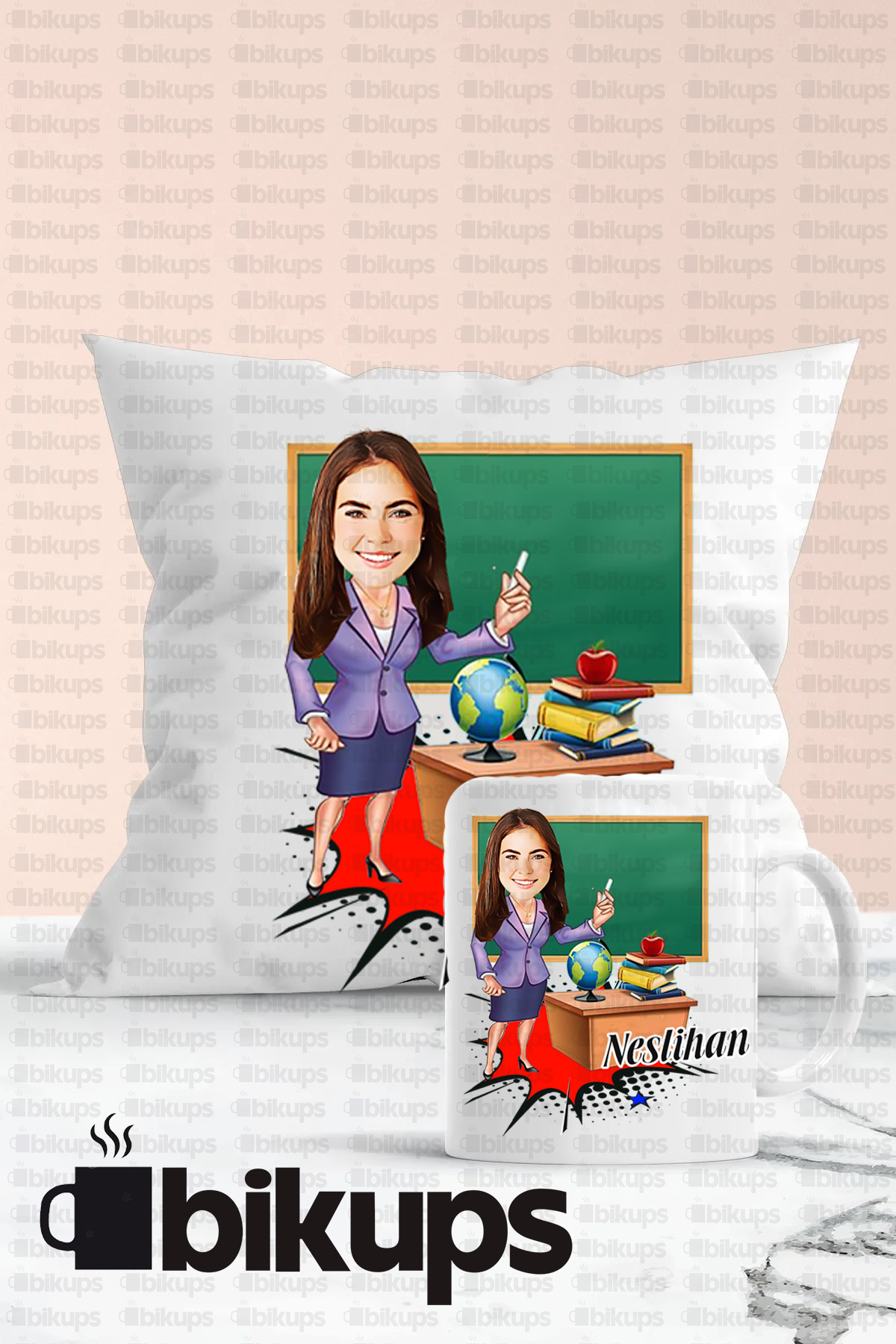 Ben Matematik Öğretmeniyim Elbette Problemlerim Olacak Baskılı Kupa Bardak ve Yastık Seti