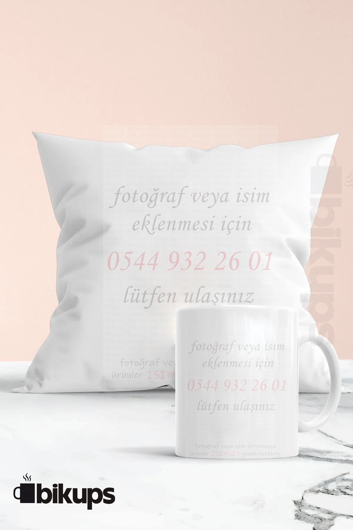 Kendin Tasarla baskılı kupa yastık seti