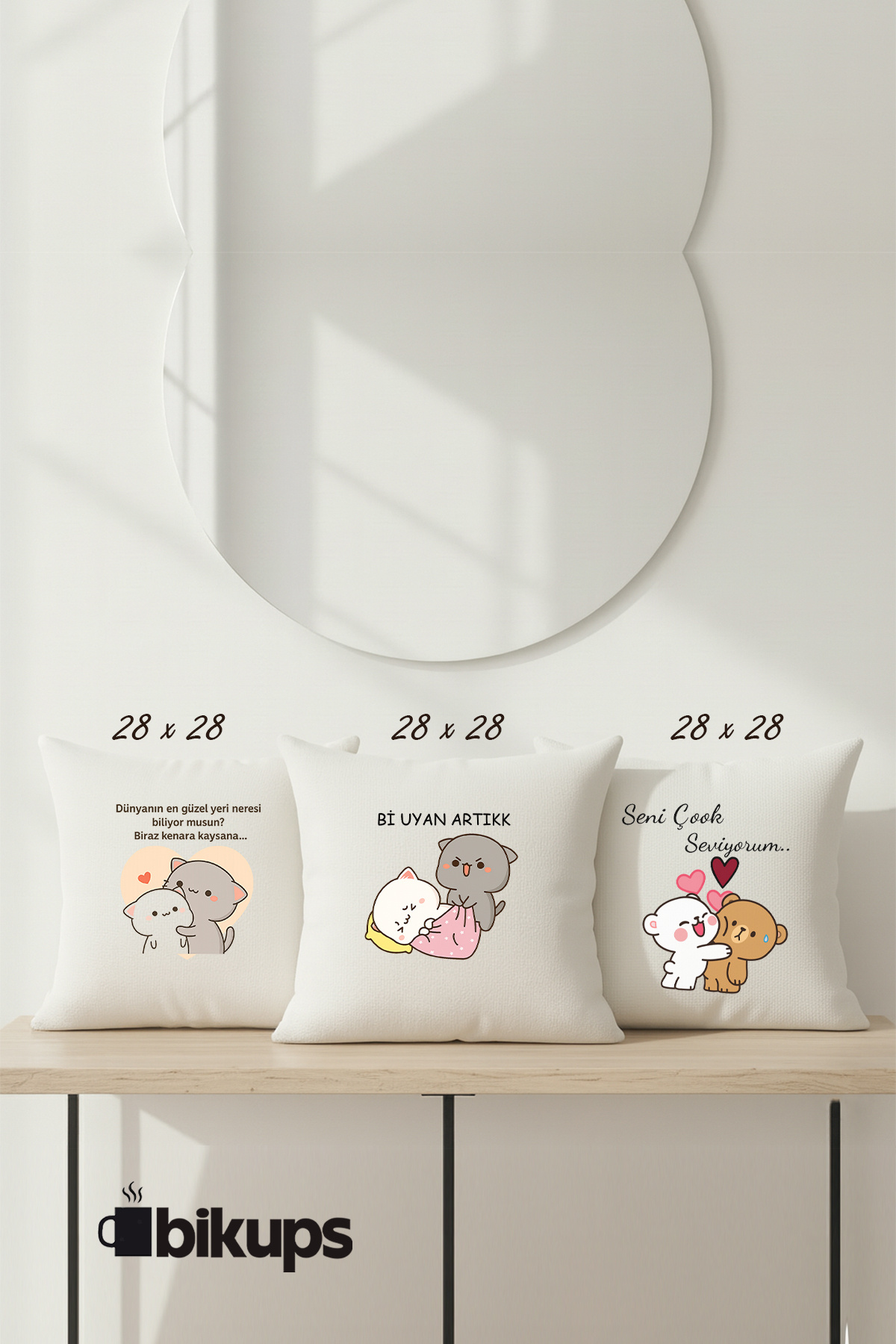 En popüler motto yastıkları 3lü set