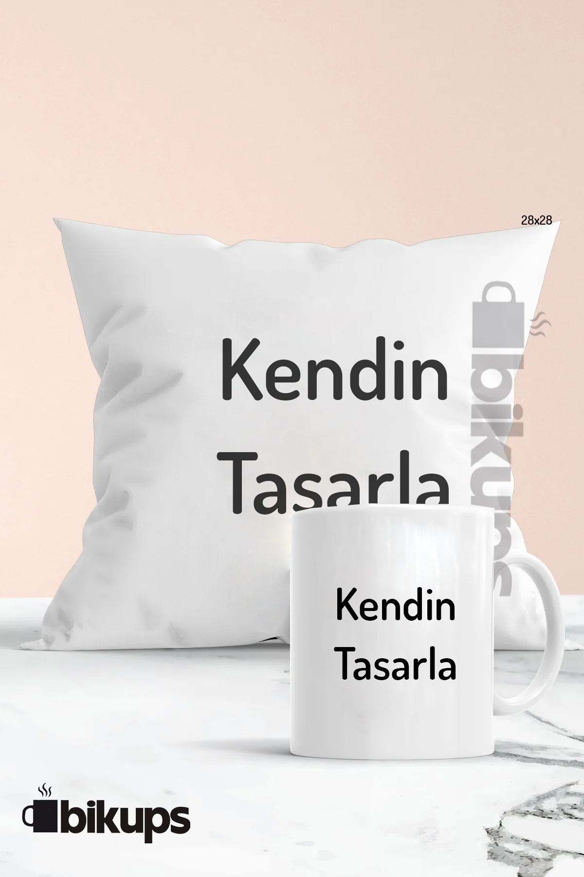 Kendin Tasarla Kupa ve Yastık Seti 28x28