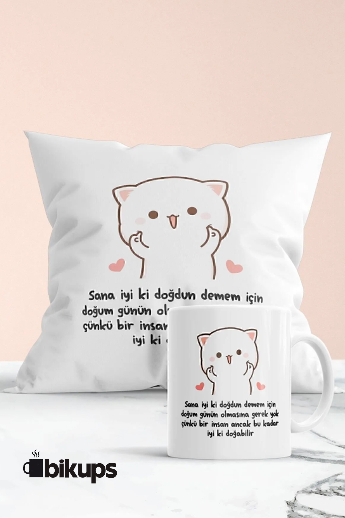 İnsan Ancak Bu Kadar İyi Ki Doğabilir Baskılı Yastık Ve Kupa Seti